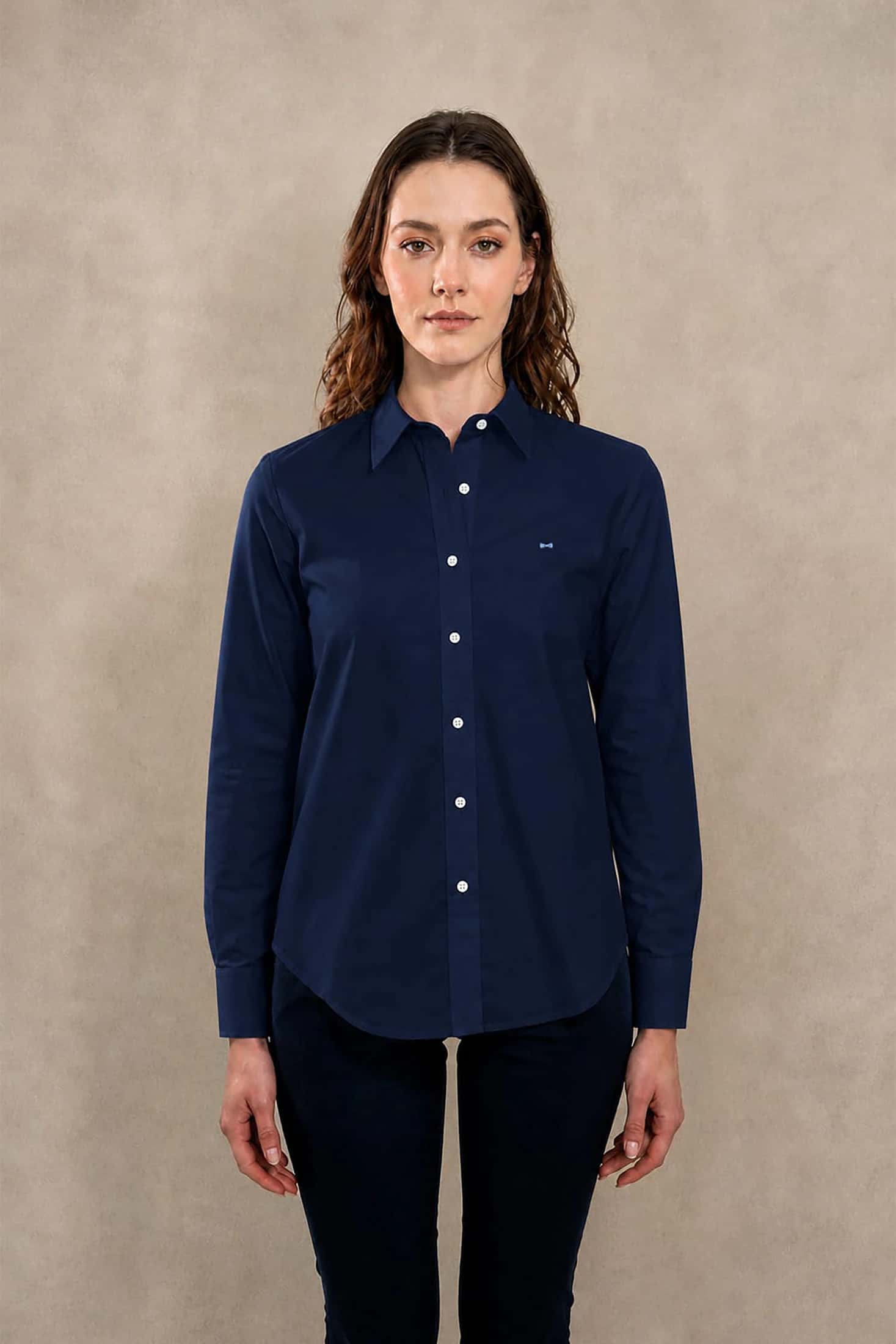 Camisa Antimanchas Oxford de Mujer Azul Navy