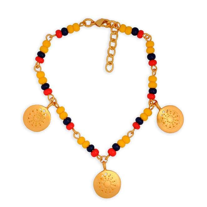 Pulsera colombia con 3 dijes mini pectoral Muisca