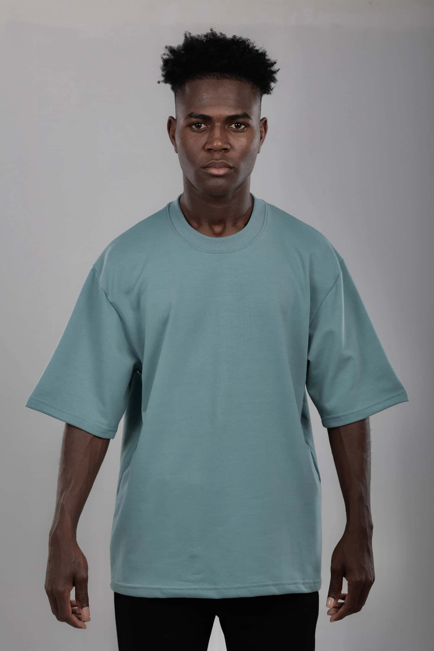 CAMISETA GRIS VERDOSO 14083 OVERSIZE BASICA SVG