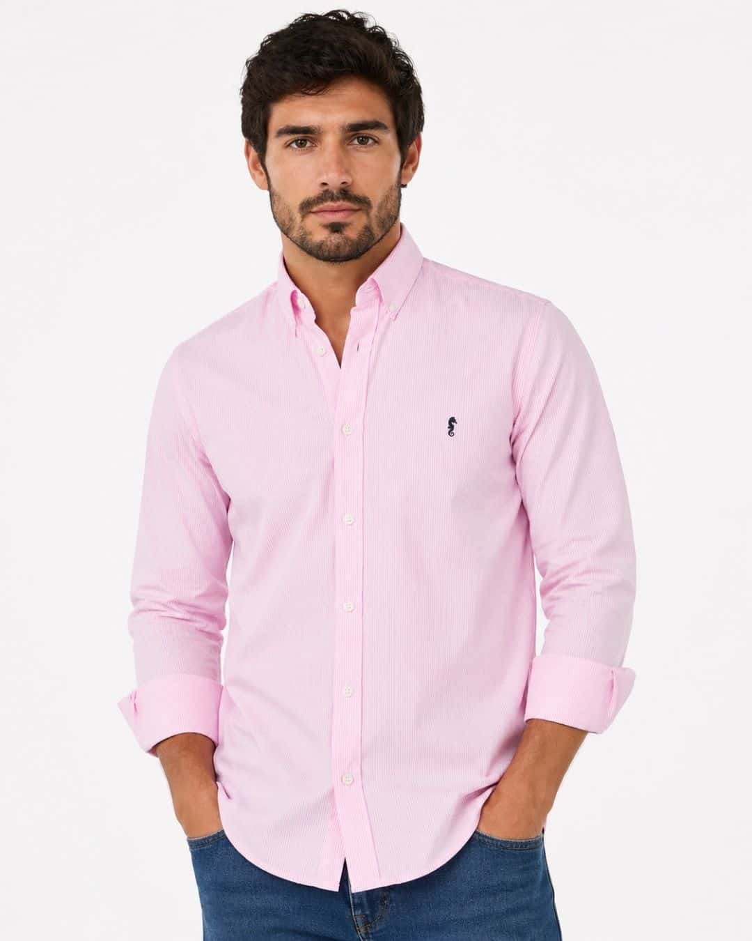 Camisa Manga Larga Rayas Rosadas