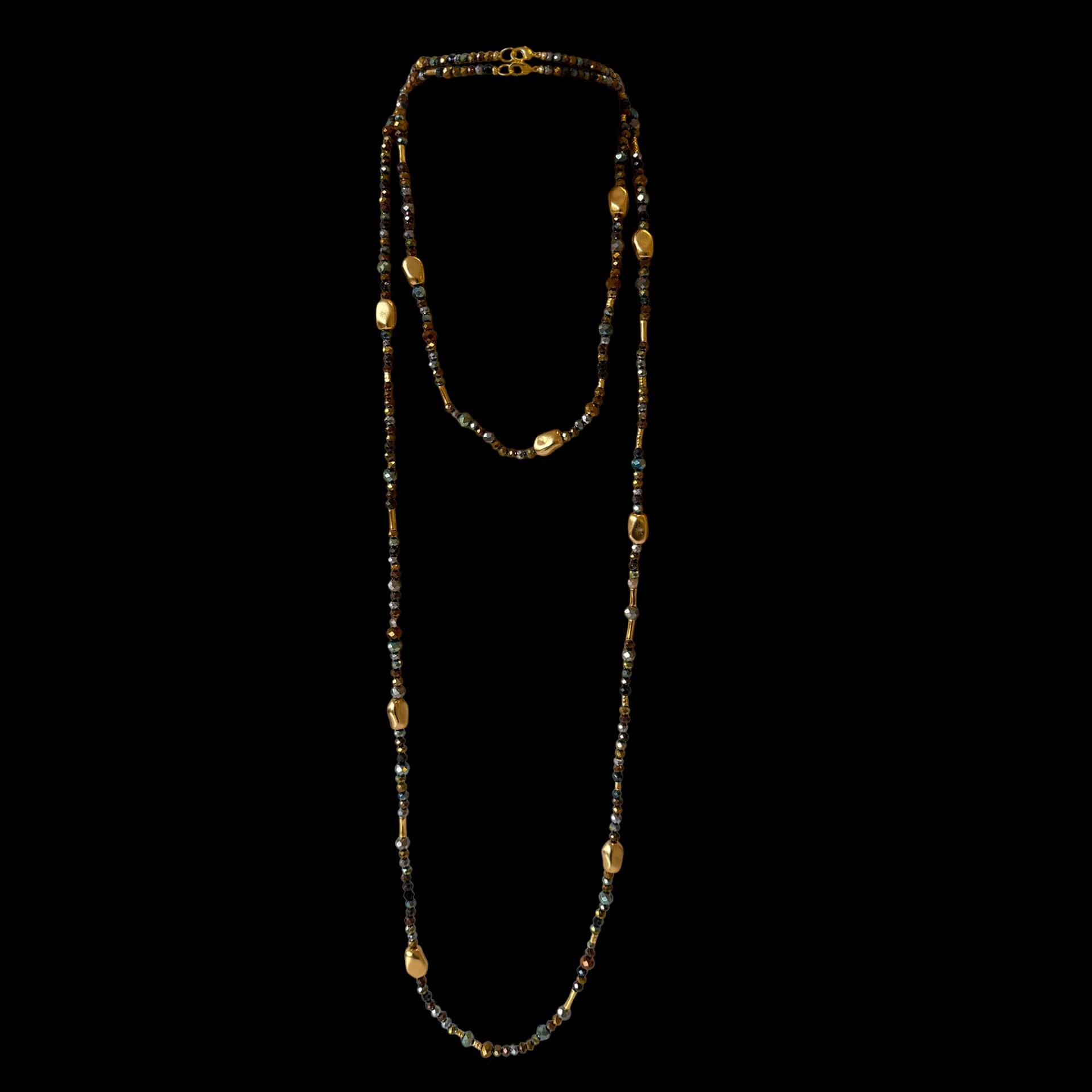 DUO NECKLACE - COCOA & GOLD - miniatura 1