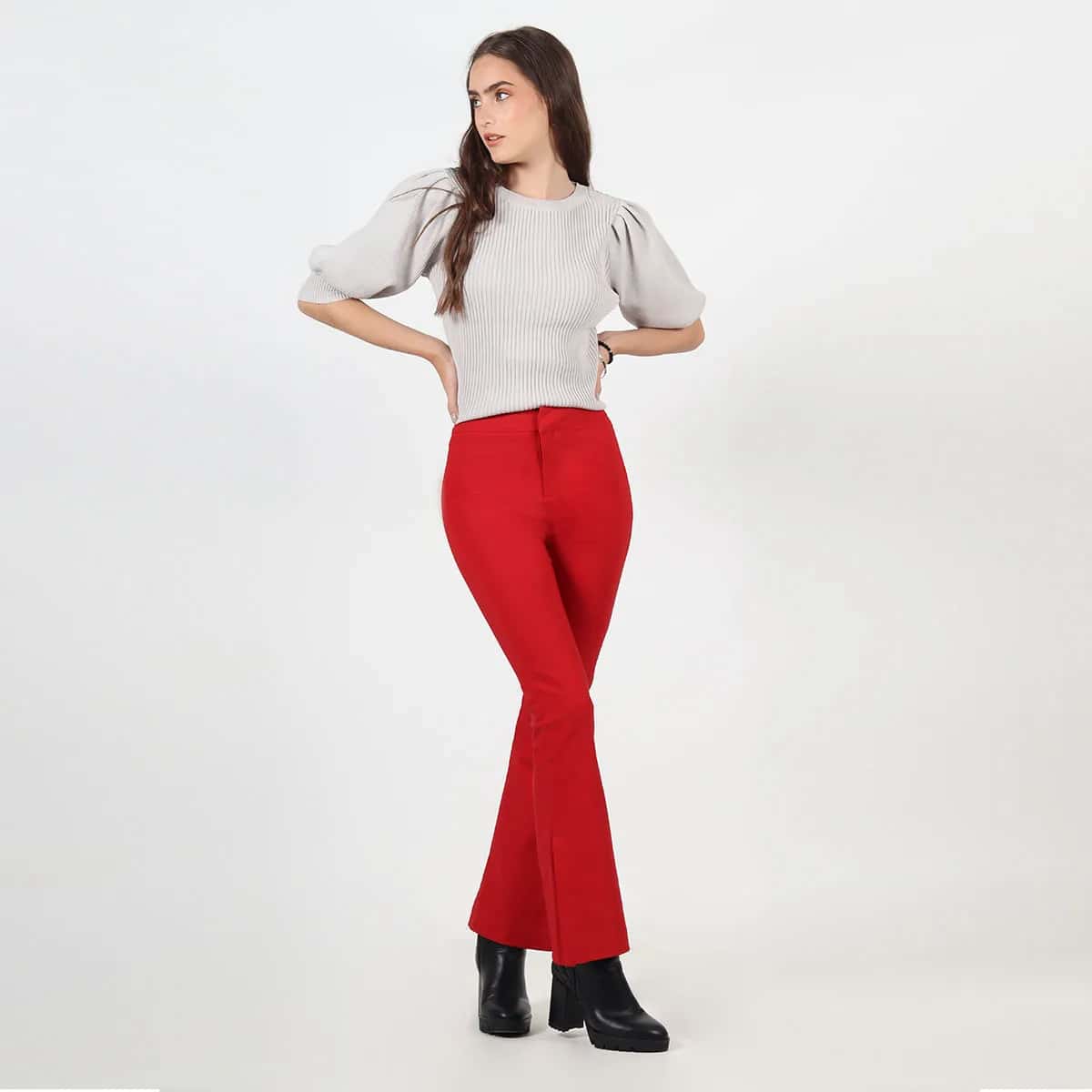 Pantalon tiro alto bota flare