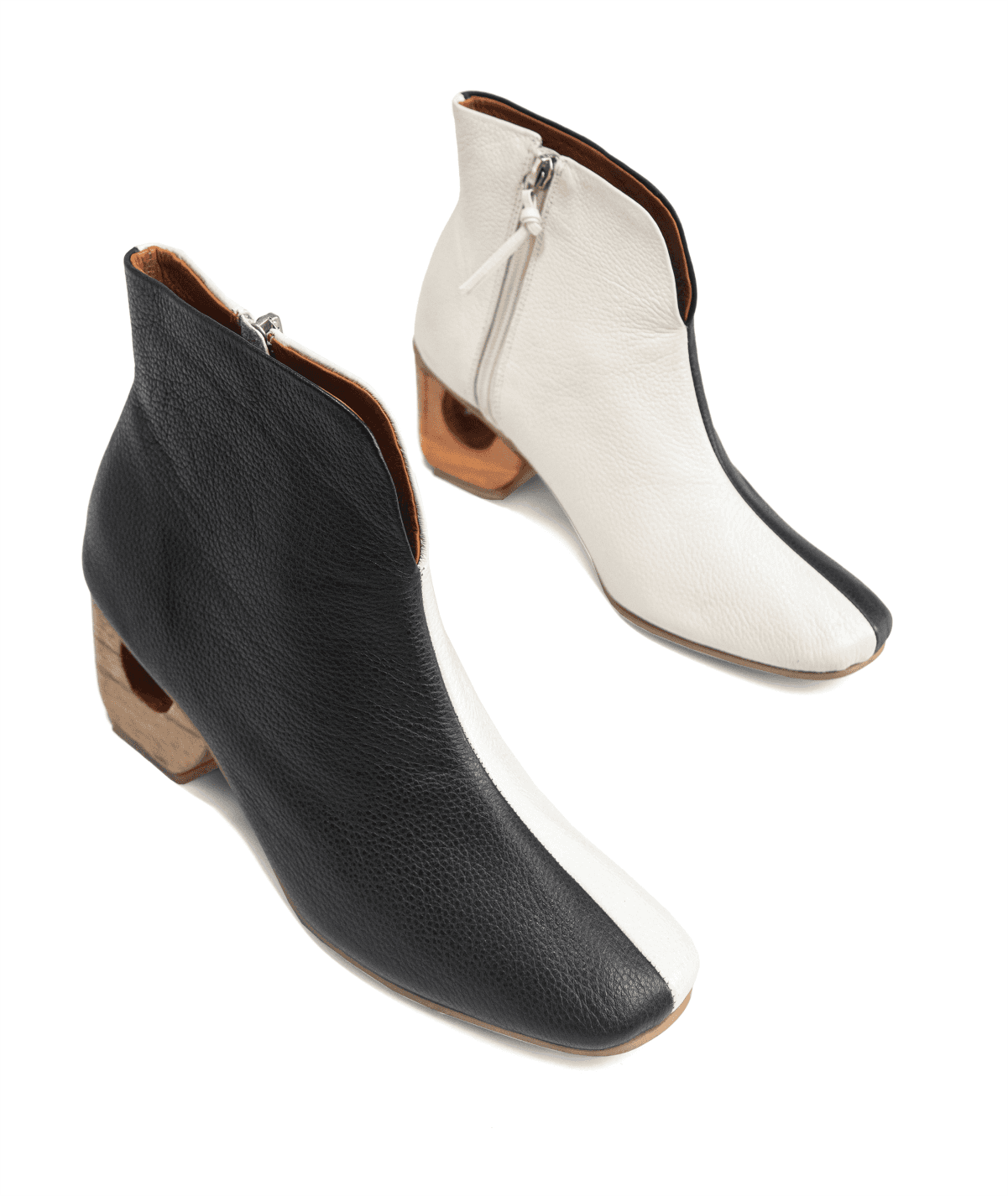 barbra bitono botas en cuero genuino con tacon en madera