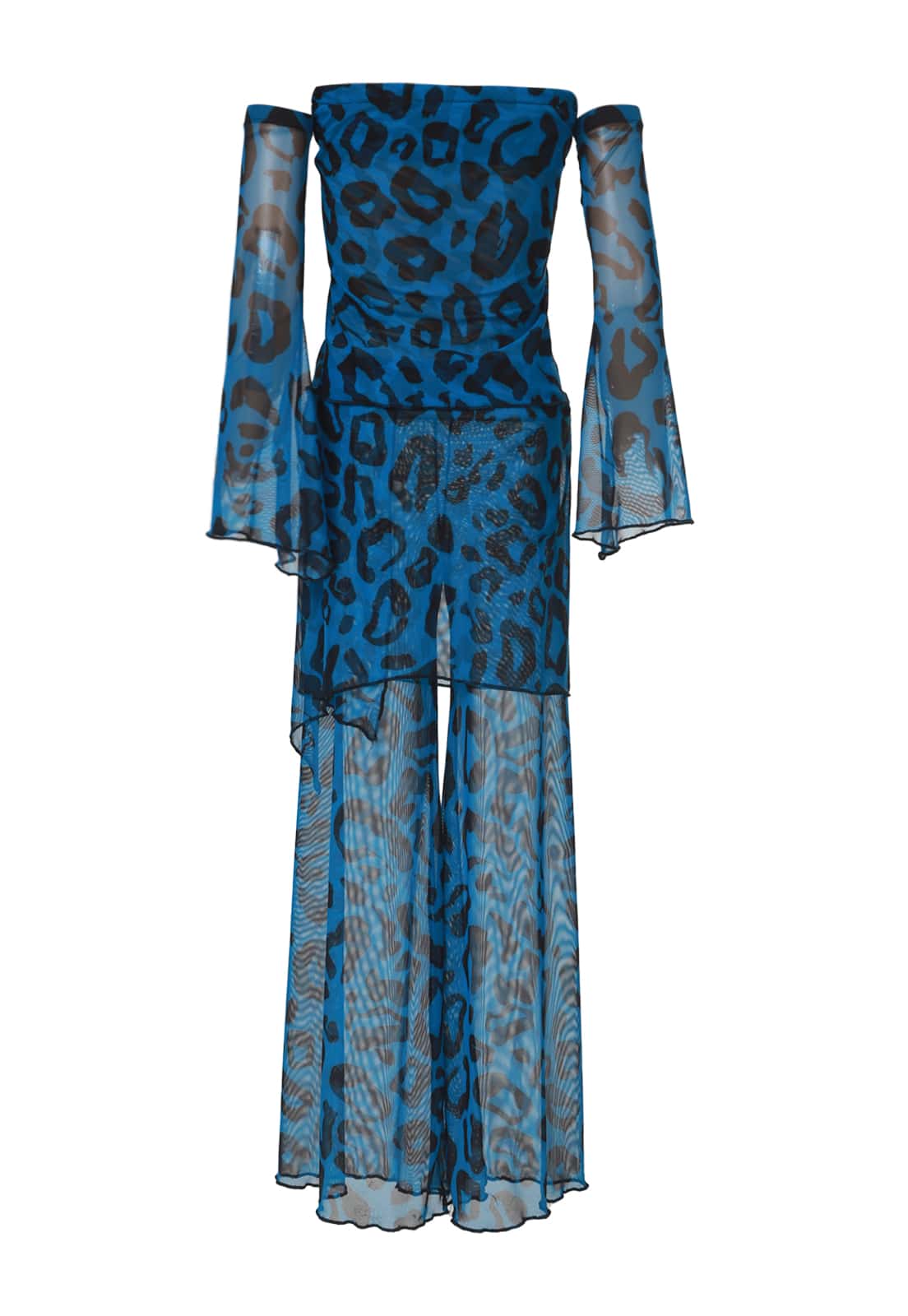 Blue Black Leopard Mesh Top + Gloves - miniatura 3
