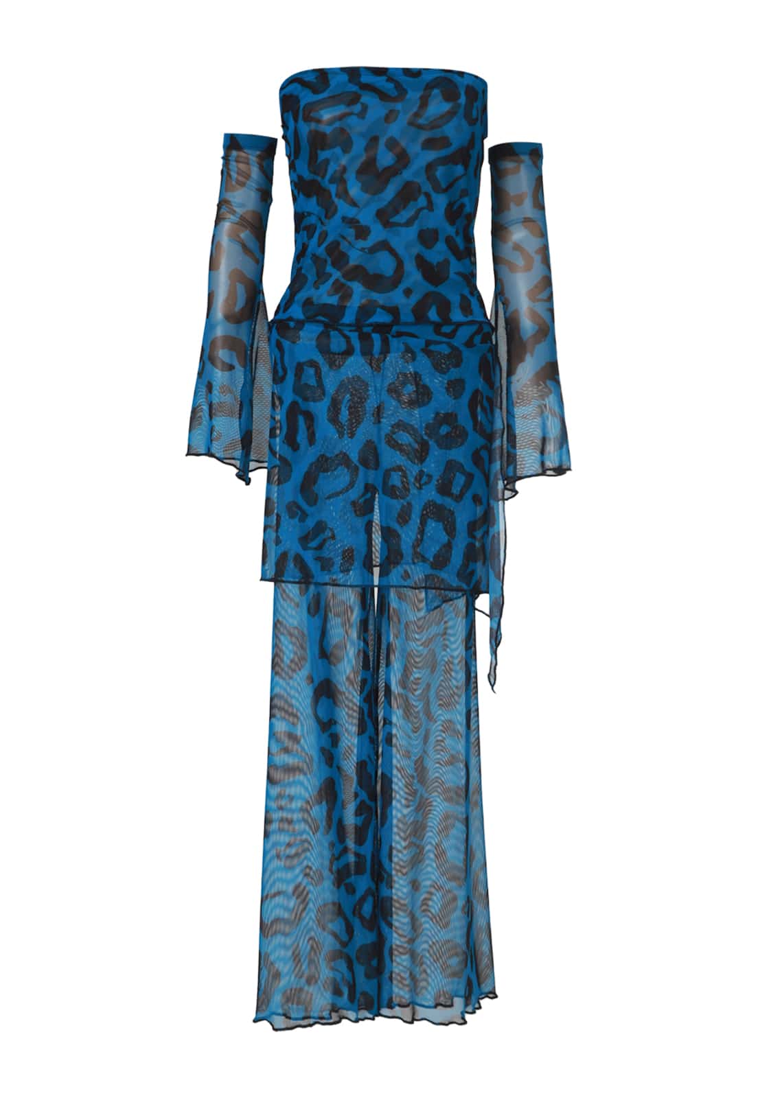 Blue Black Leopard Mesh Top + Gloves - miniatura 4