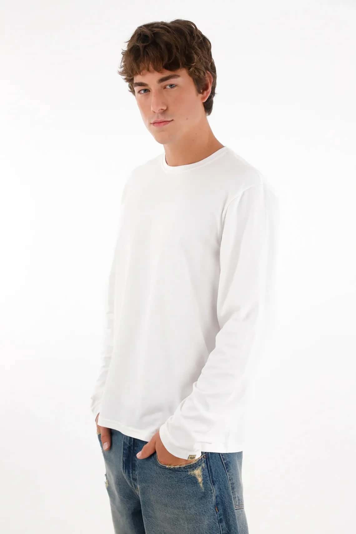 Camiseta cuello redondo blanca para hombre