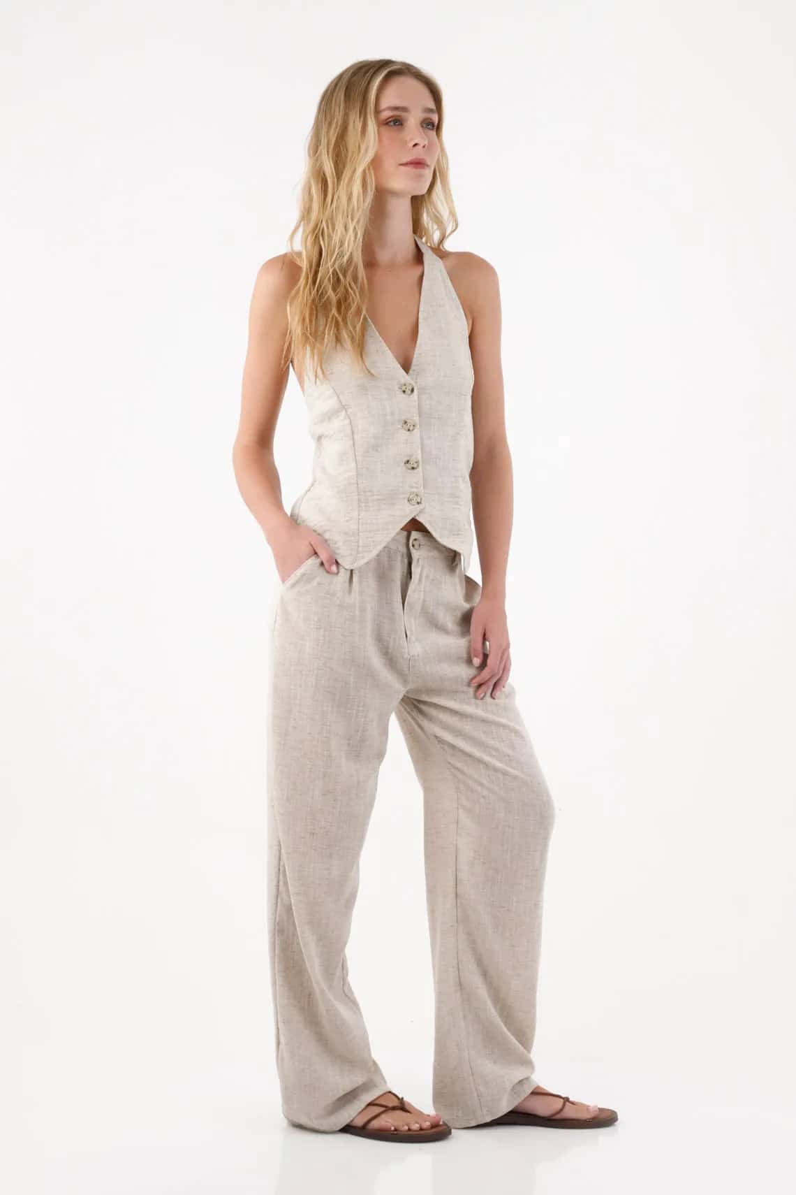 Pantalón con bolsillos gris para mujer