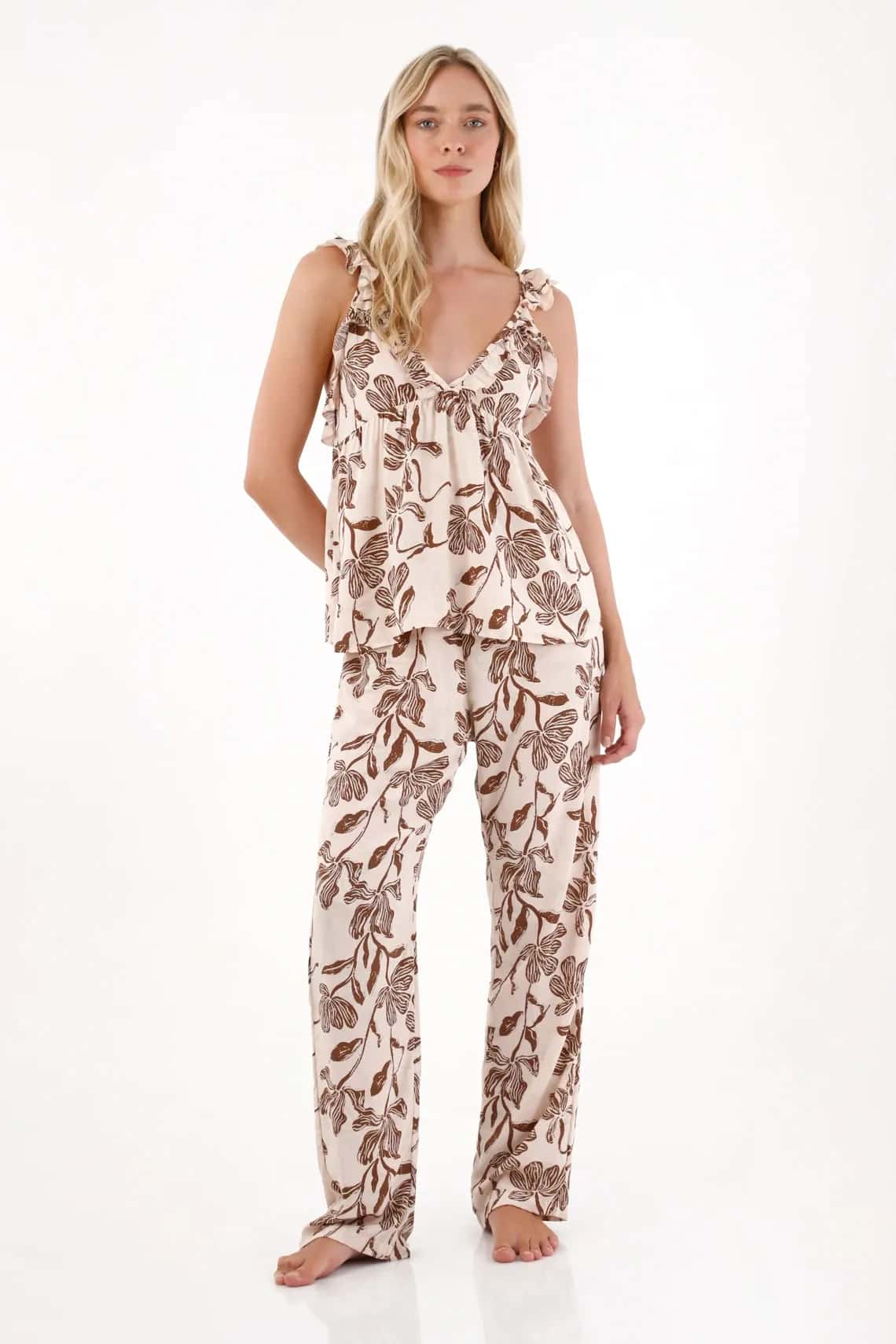 Pijama de pantalón estampado para mujer