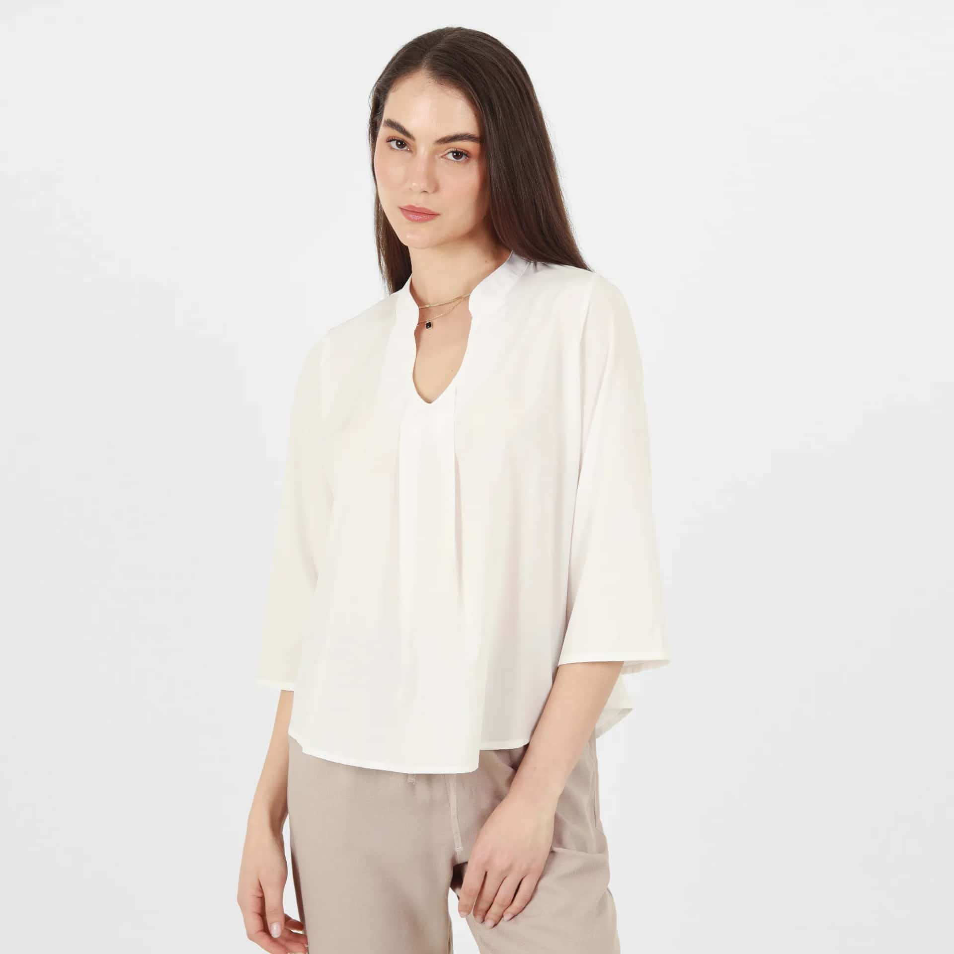 Blusa Cuello V Neru Manga 3Cuartos