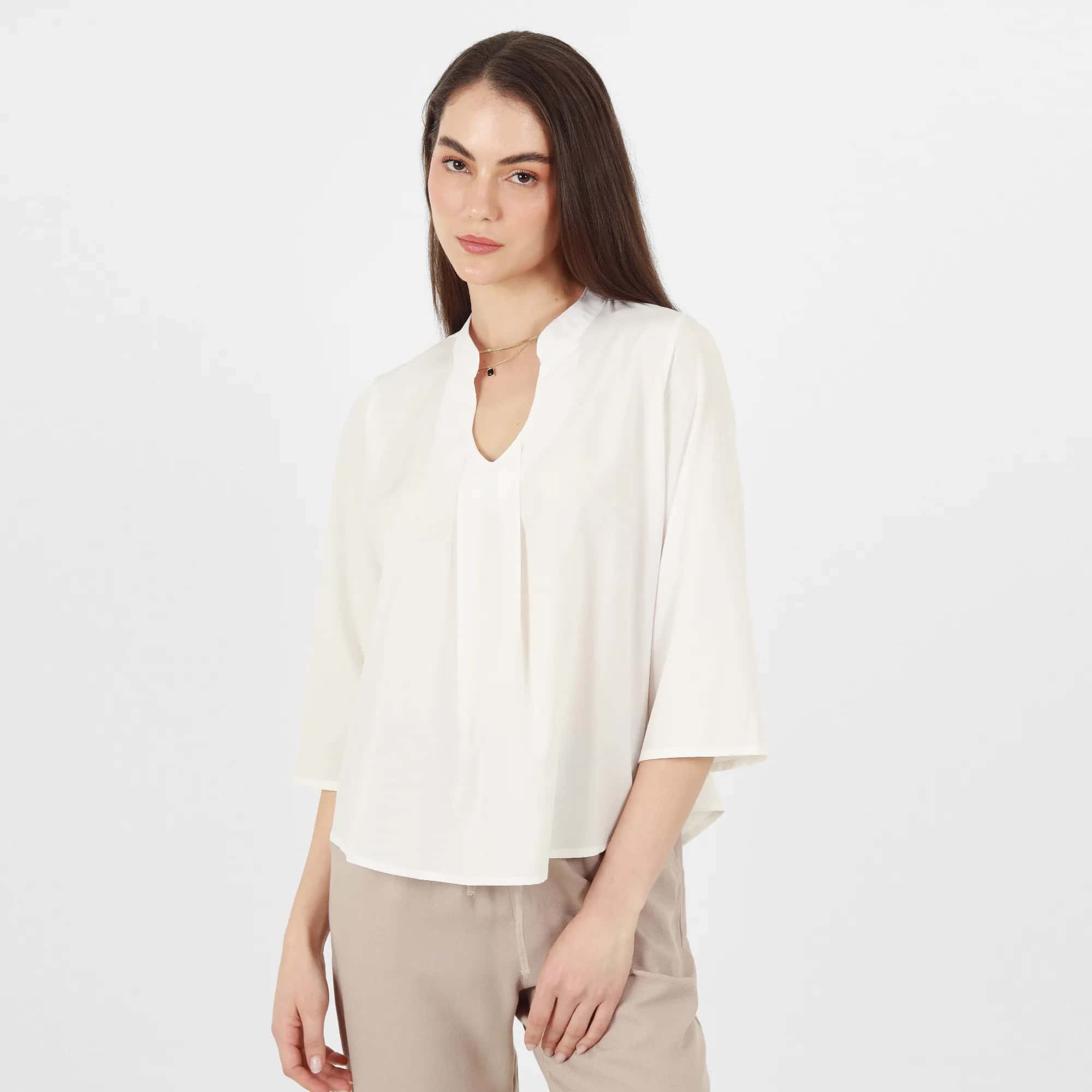 Blusa Cuello V Neru Manga 3Cuartos