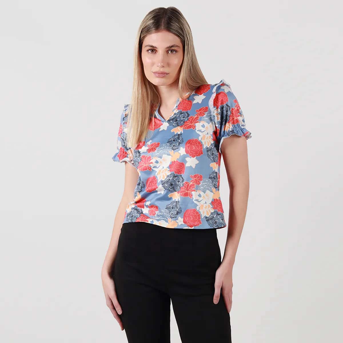Camiseta cuello V manga corta