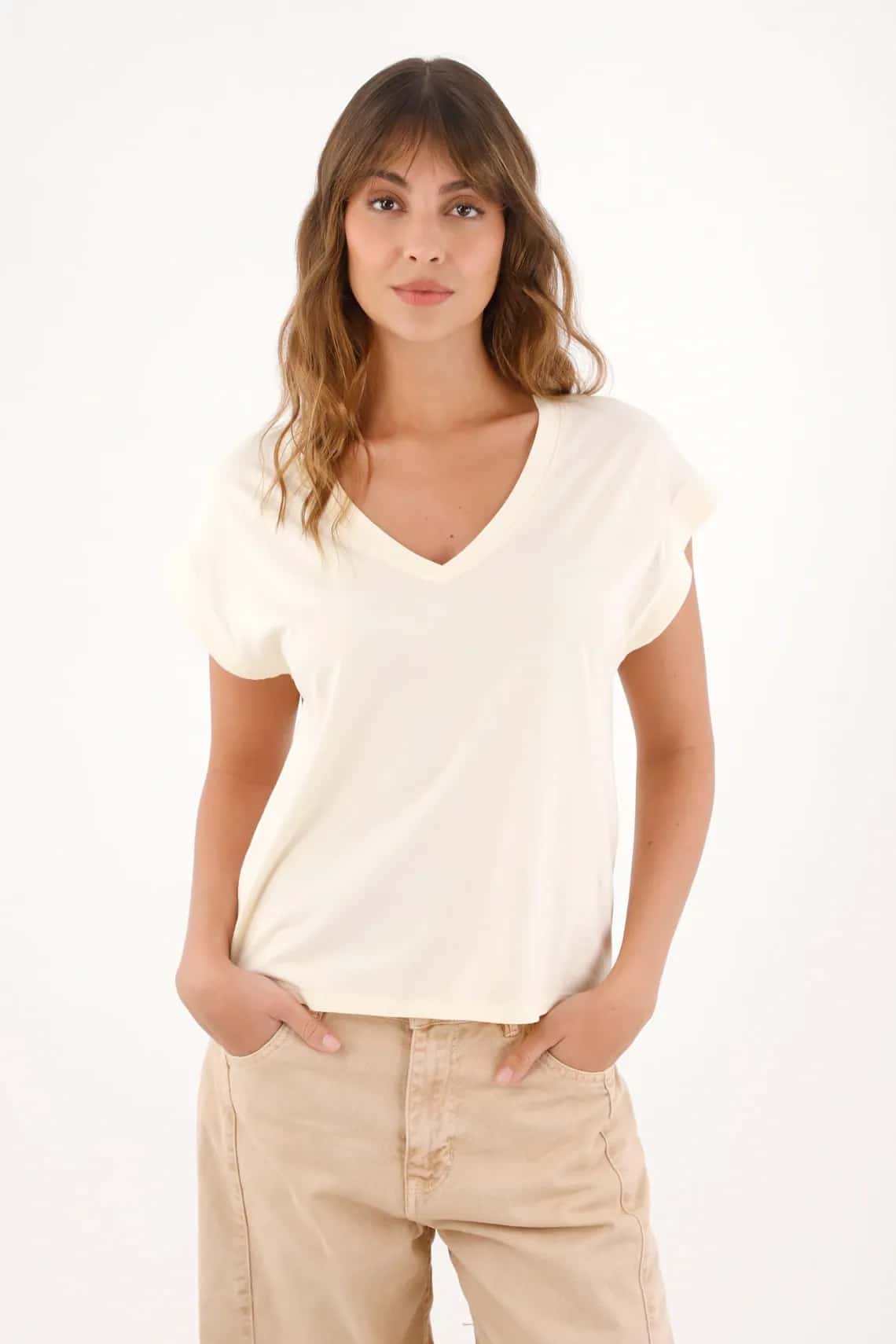 Camiseta en algodón liviano crudo para mujer