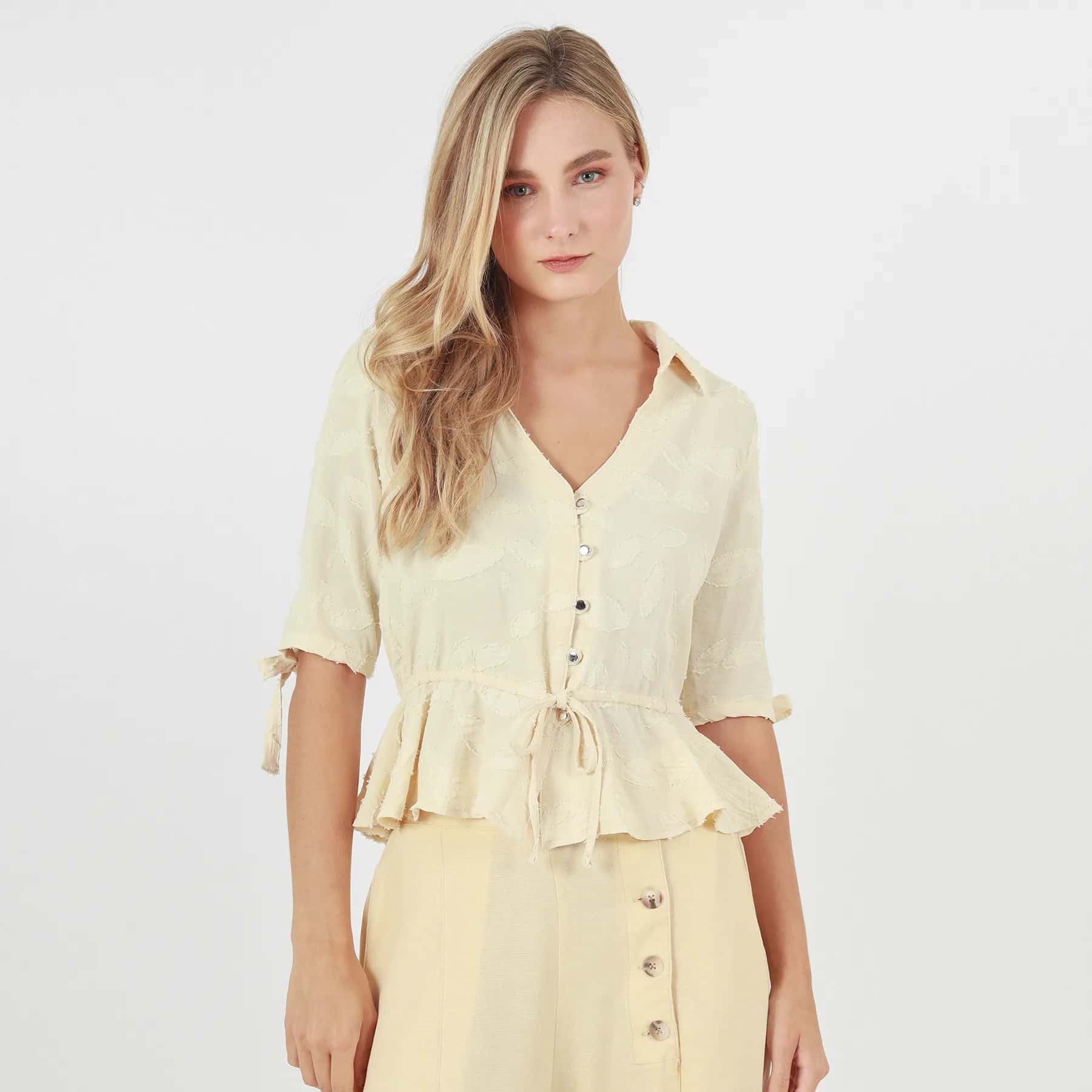 Blusa Cuello V Manga 3cuartos