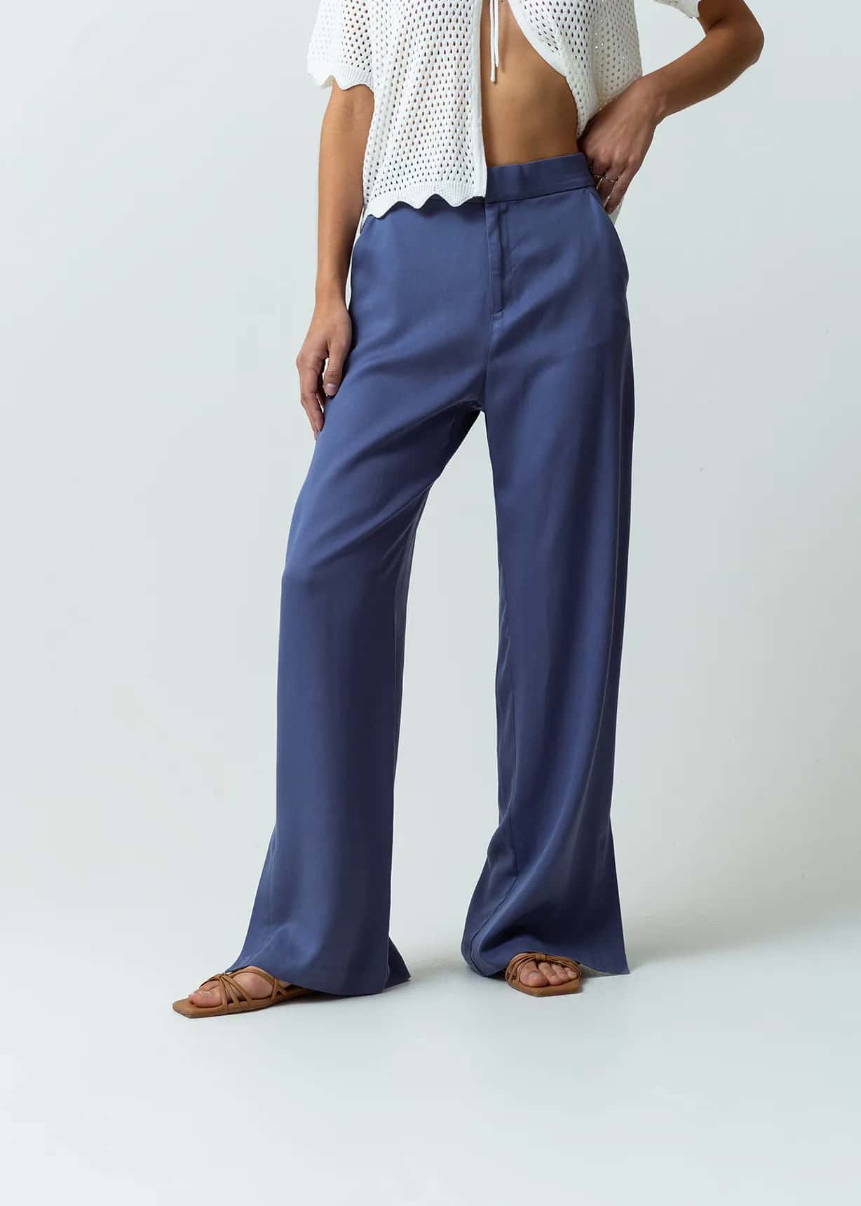 Pantalón Wide Leg Long tiro súper alto tipo lino