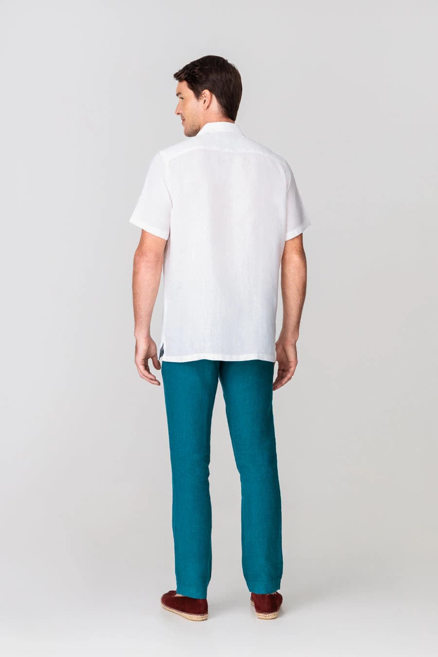 Men's linen shirt bowling white - imagen 2