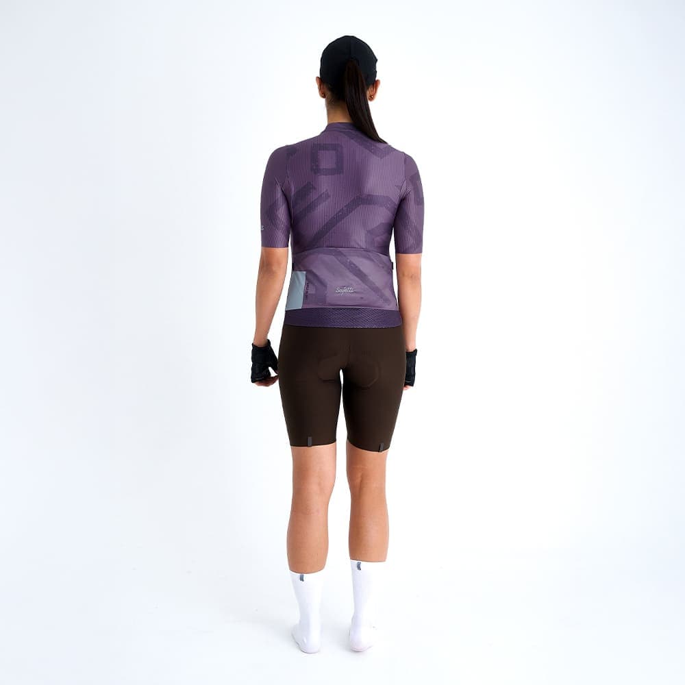 CAMISA CICLISMO MANGA CORTA ENGRAVED PURPLE PARA MUJER - imagen 2
