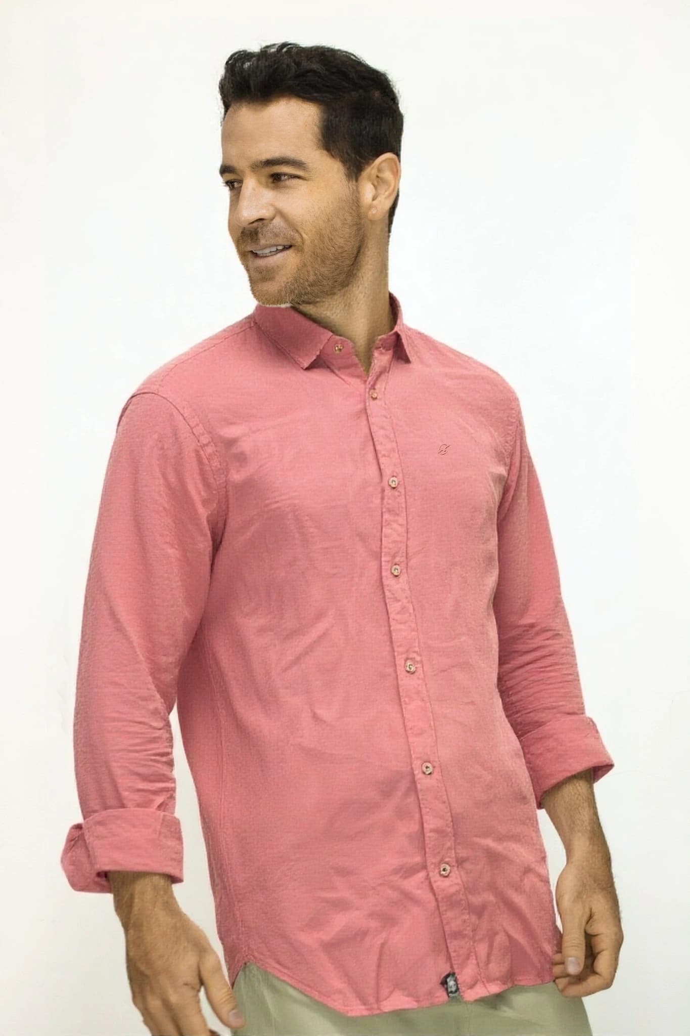 CAMISA LINO CORAL MANGA LARGA PARA HOMBRE - imagen 2