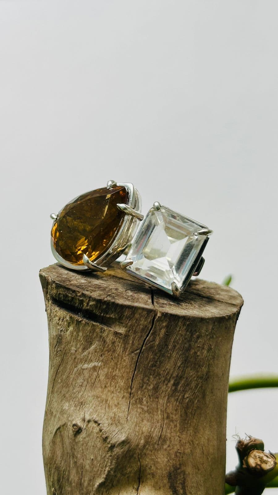 Anillo Doble Citrino Cuarzo Trasparente - imagen 3