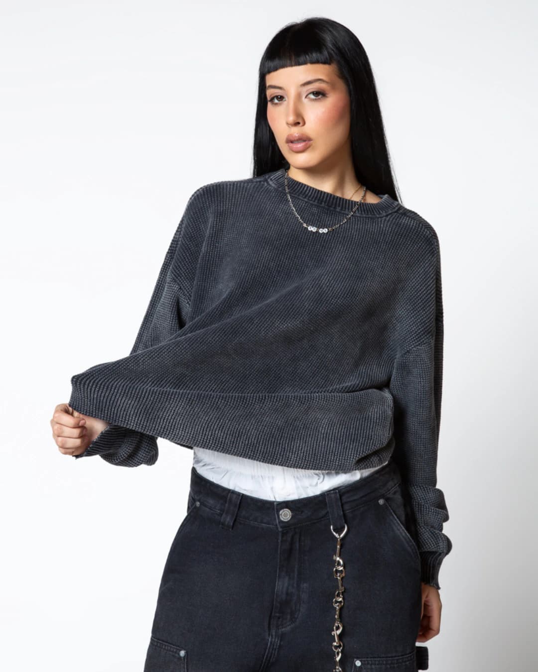 DOPAMINE BLACK KNIT CREWNECK - imagen 3