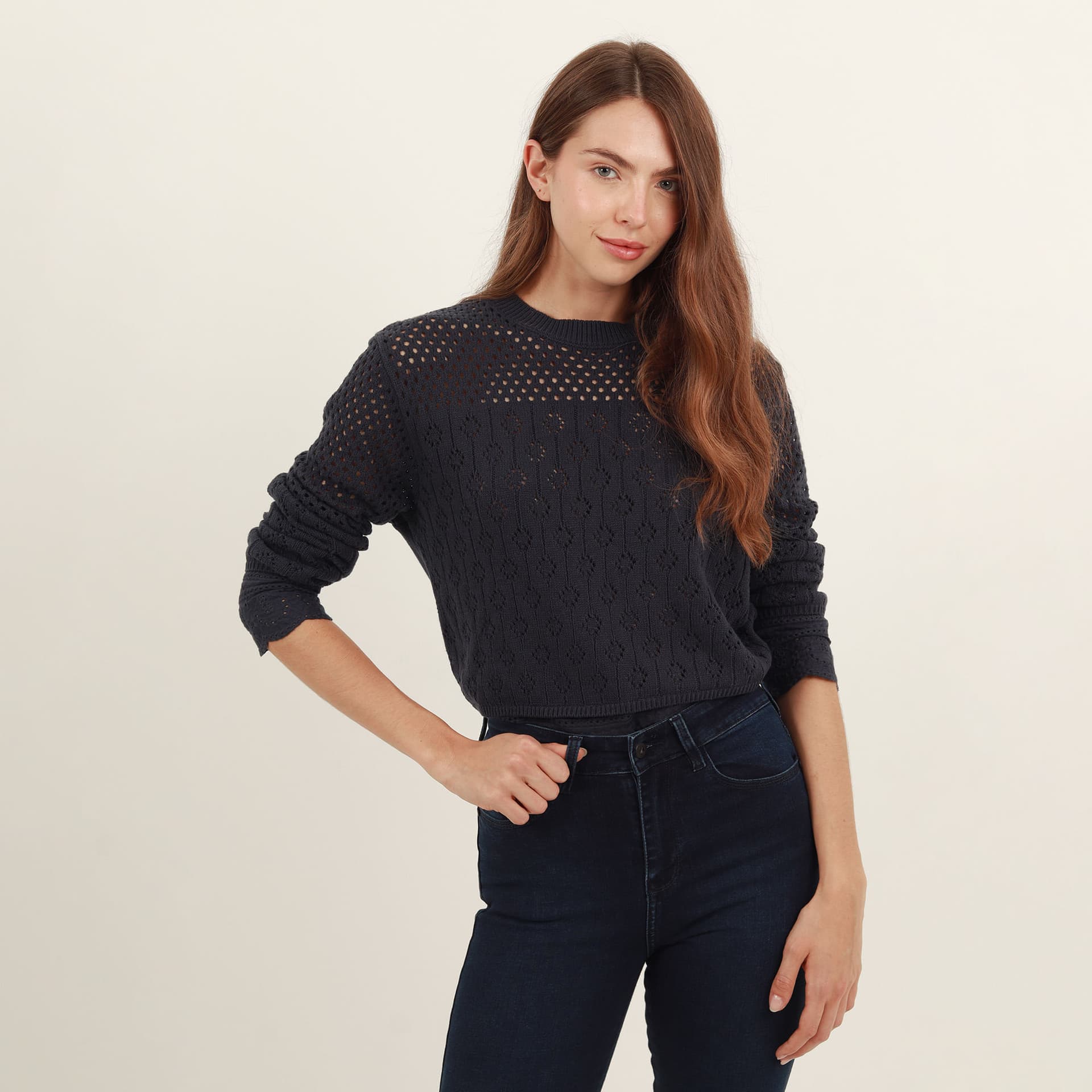 Sweater con ojalillo manga larga - imagen 10