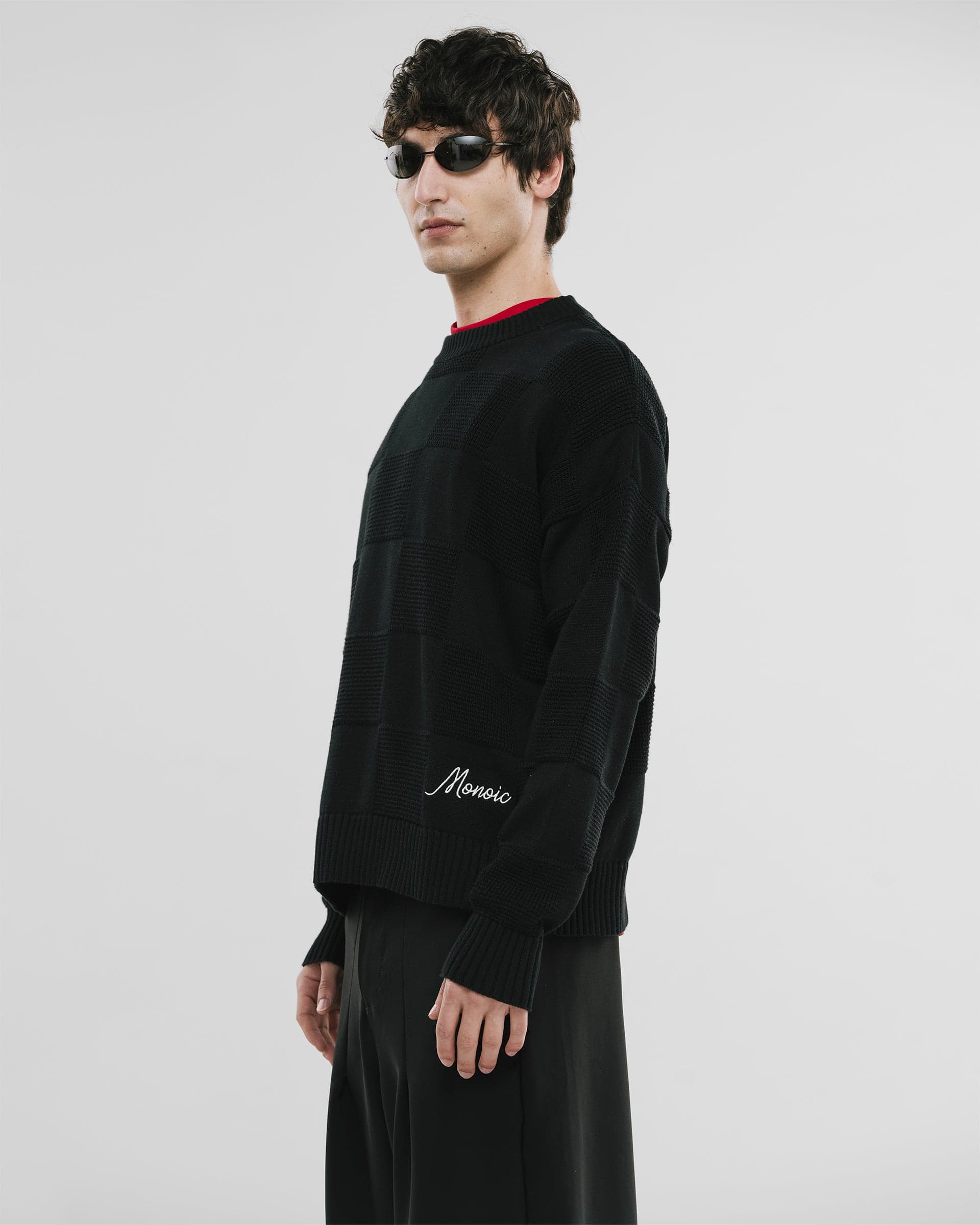 Checkered Knitwear Sweater - Negro - imagen 4