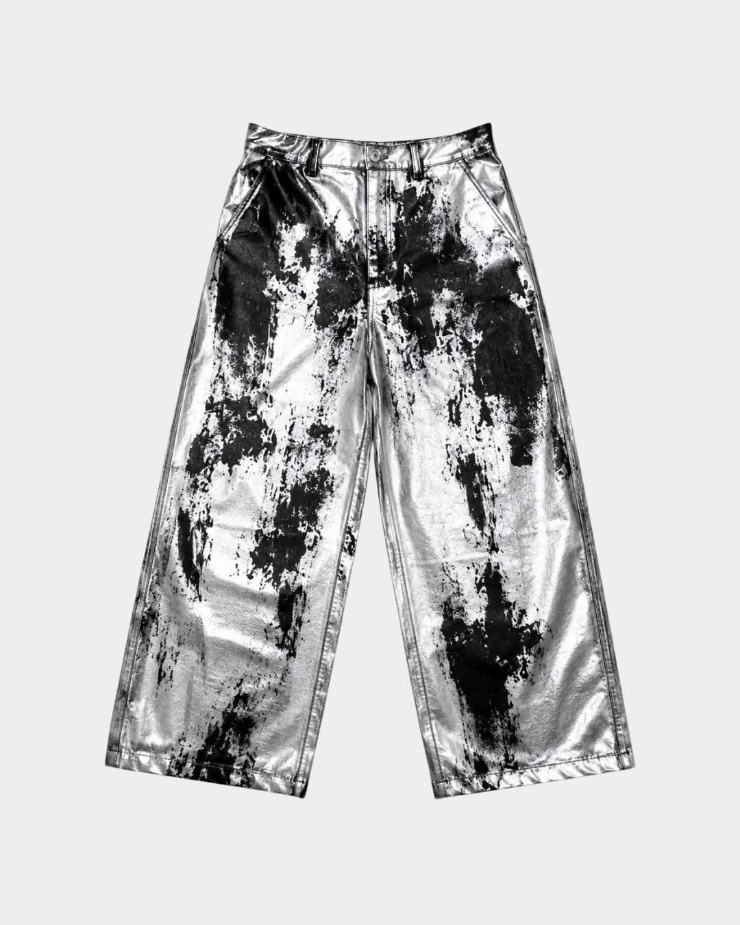 METALLIC SILVER HAND PAINTED PANT - imagen 1