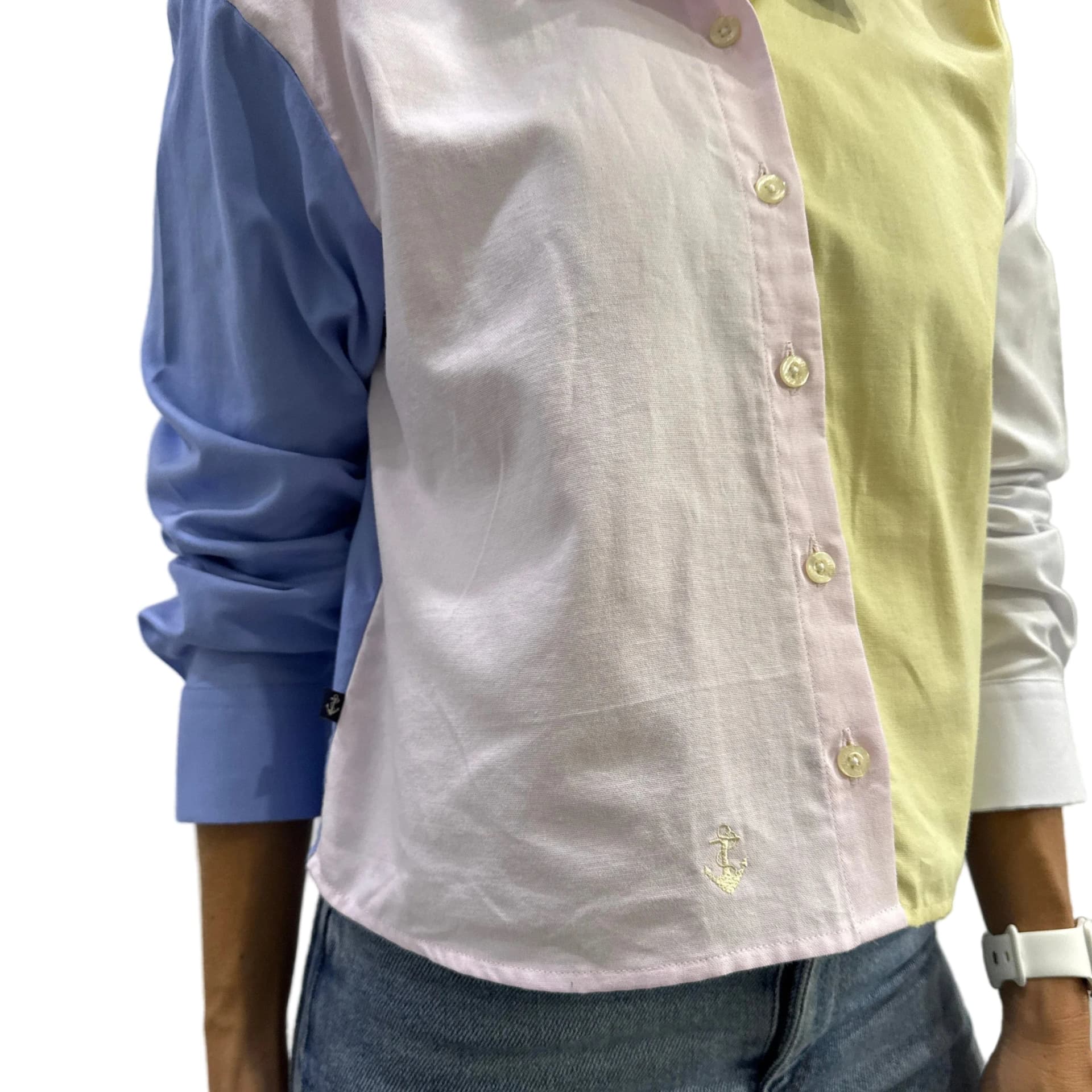 Blusa Oxford Multicolor Amarilla y Rosada - imagen 3
