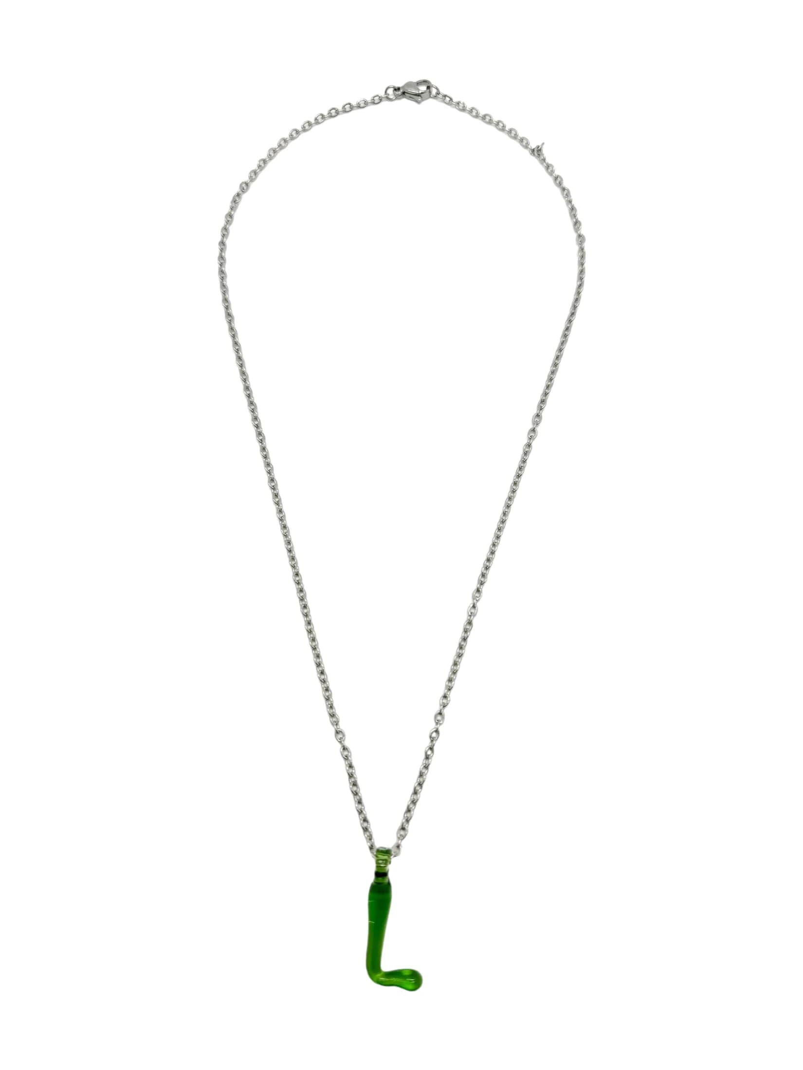green glass necklace 1 letter - imagen 7