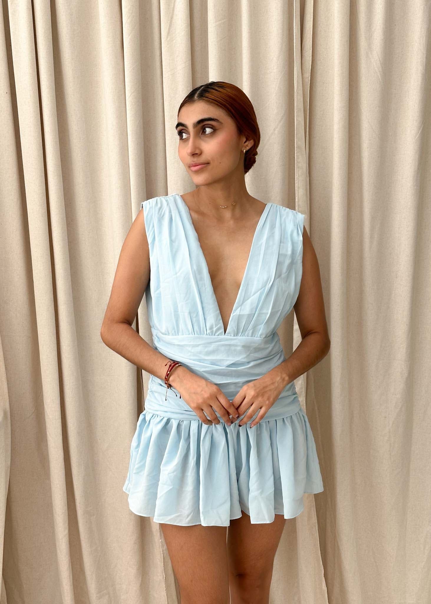 VESTIDO MUESTRA CELESTE