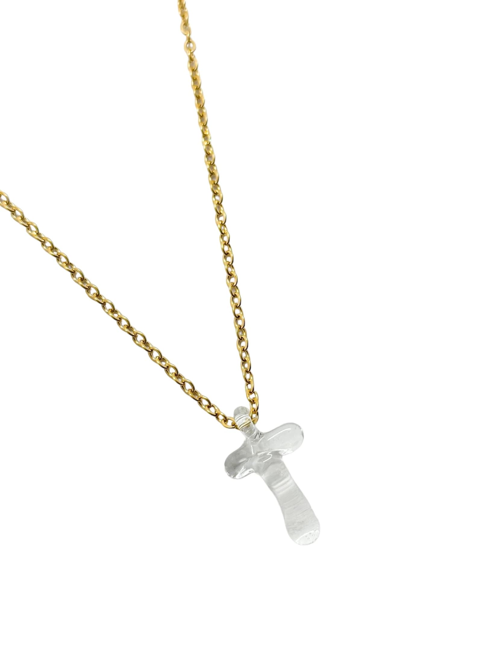 clear glass necklace 1 letter - imagen 24