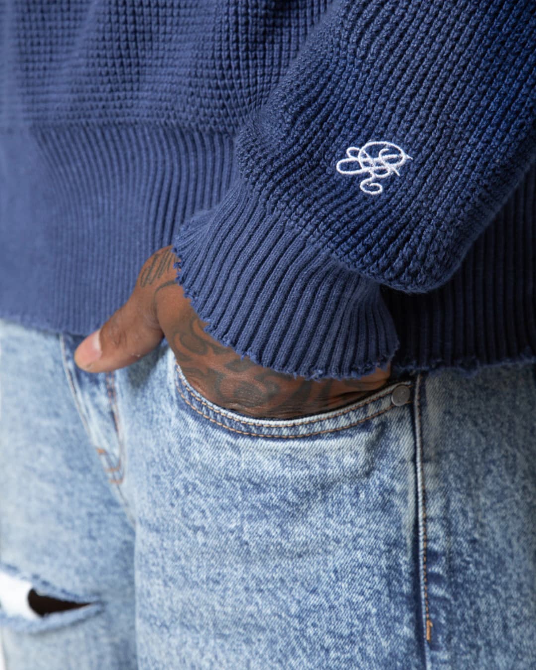 DOPAMINE BLUE KNIT CREWNECK - imagen 3