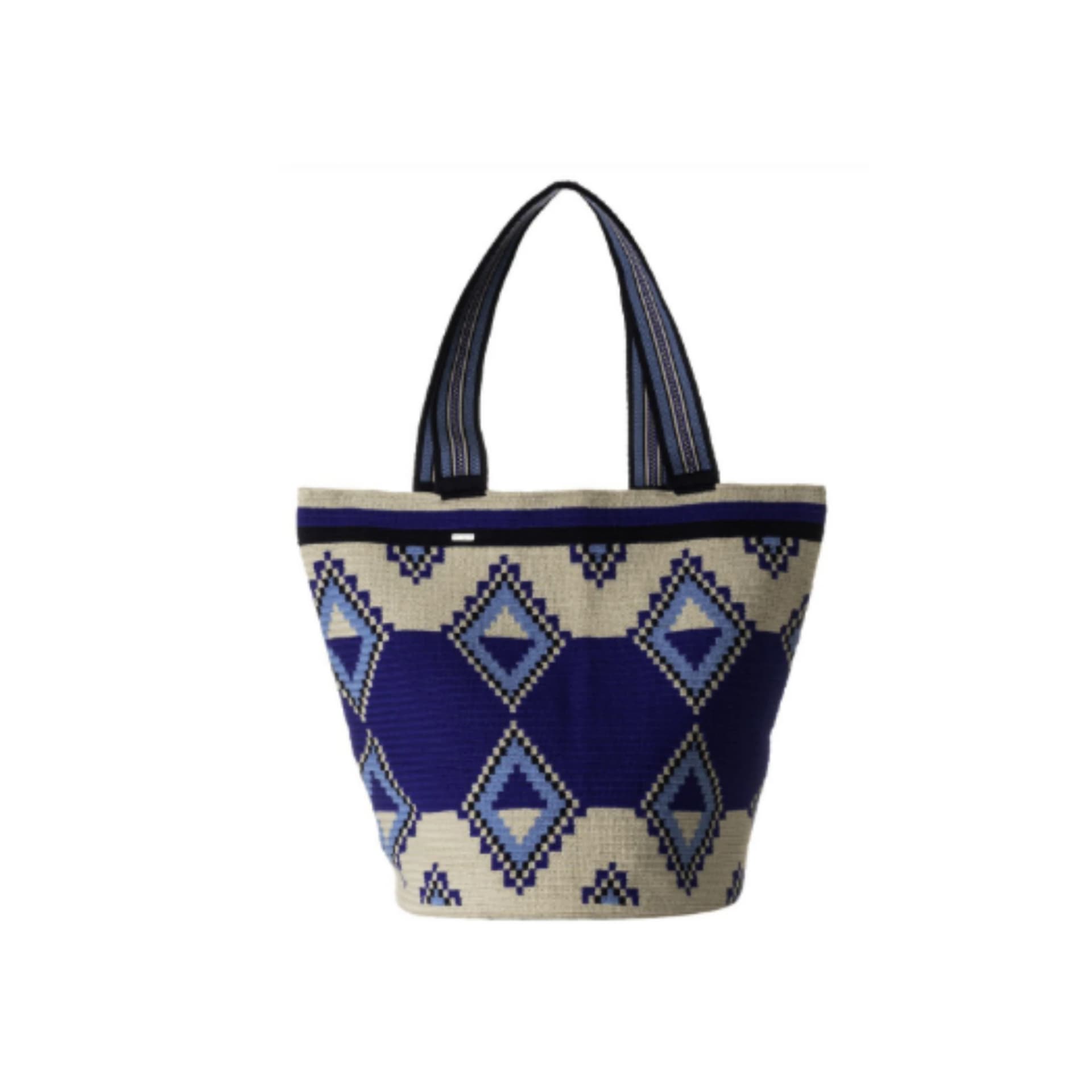 Bolso de Mano Wayuu Azul- Gris - Blanco