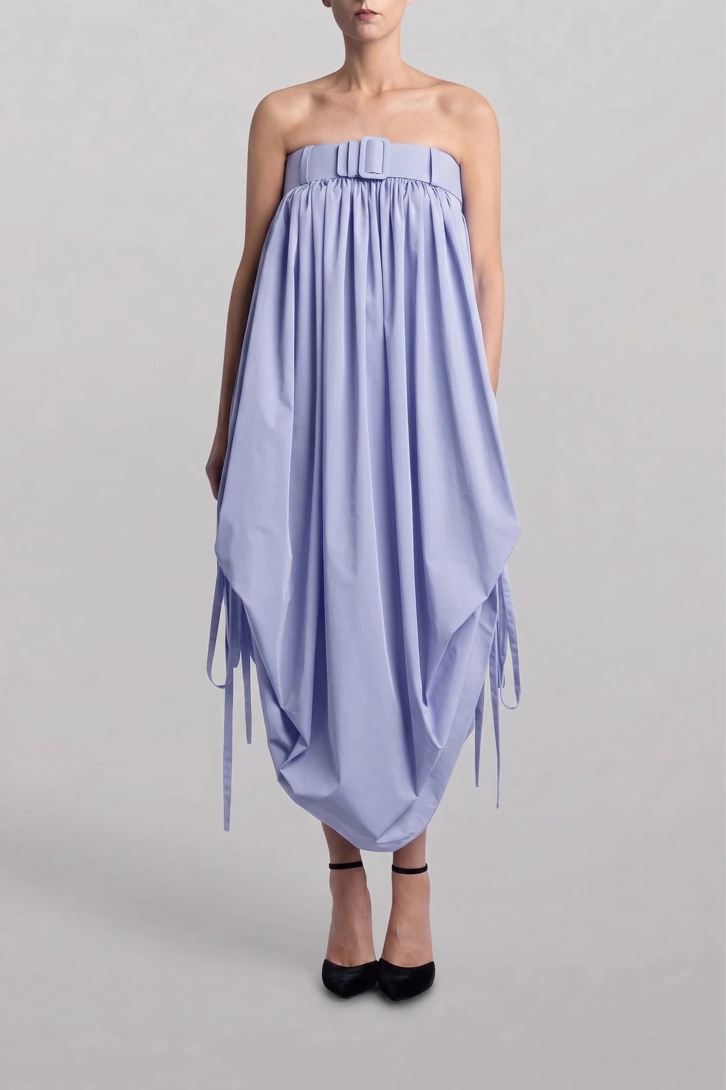 VESTIDO BALLOON LARGO CON CINTURON - imagen 2