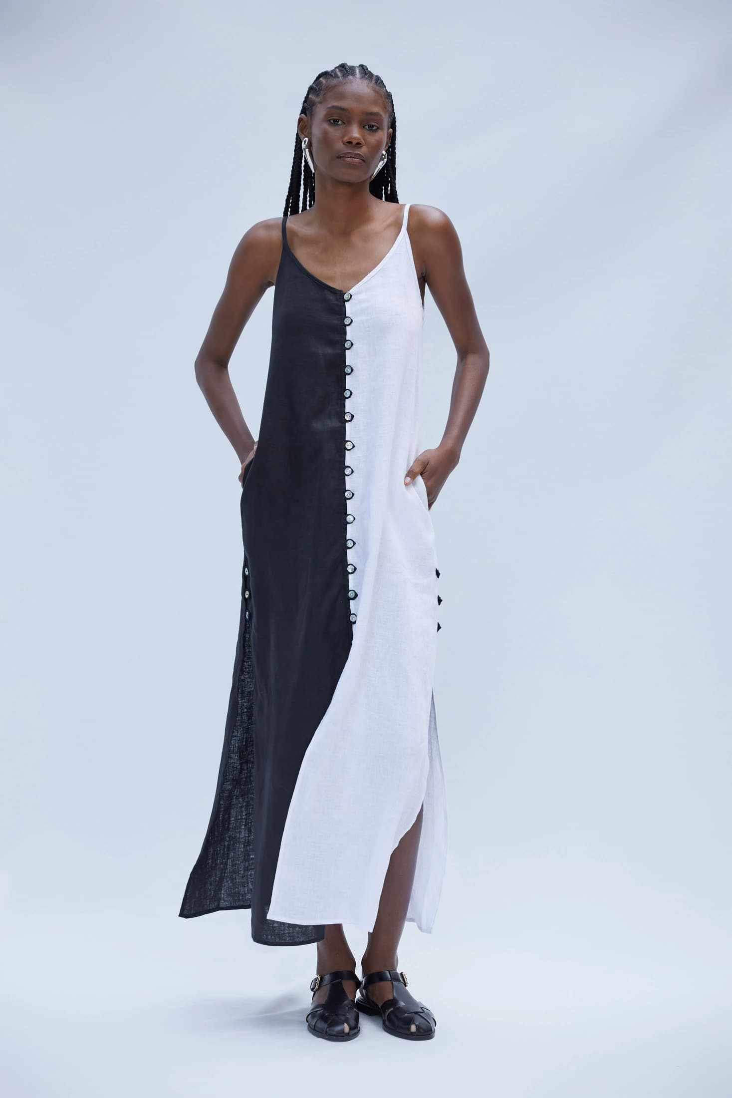 YANNA DRESS WHITE/BLACK