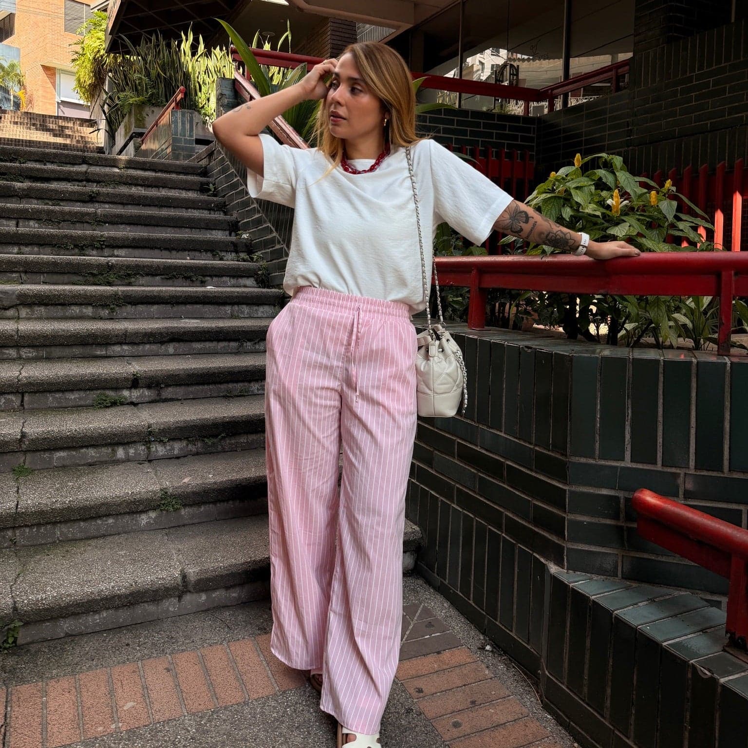 Pantalón Rayas Rosa