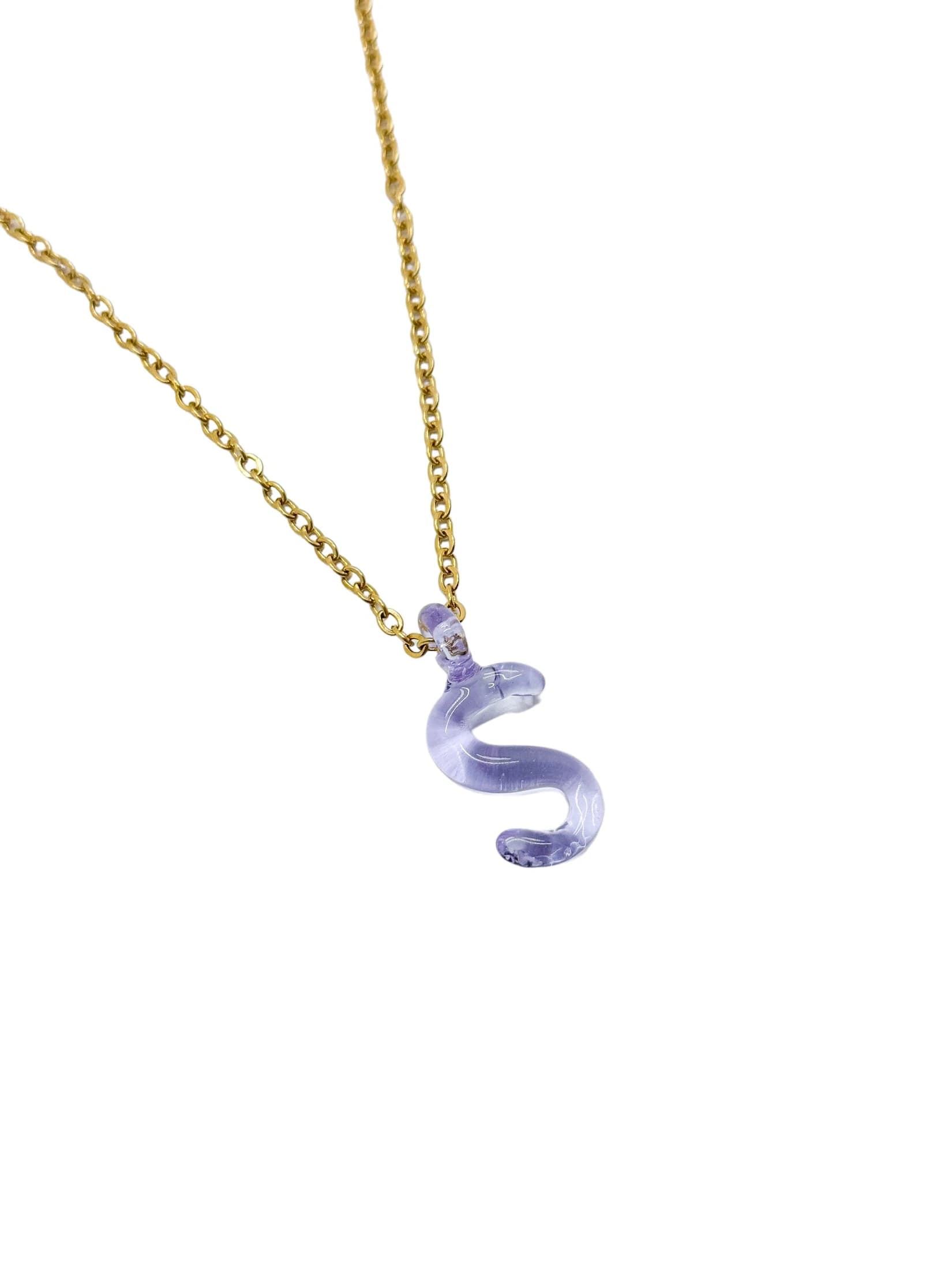 purpple glass necklace 1 letter - imagen 18