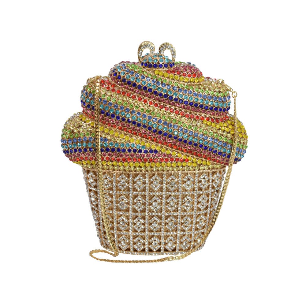 Rainbow Rhinestone Cupcake Clutch