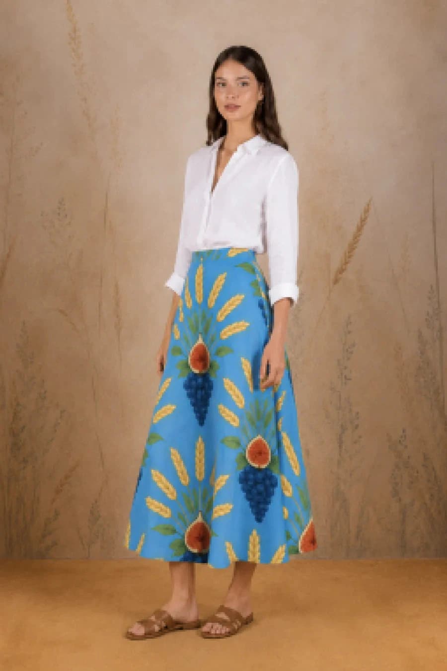 Women's Crecentia long linen skirt blue - imagen 2