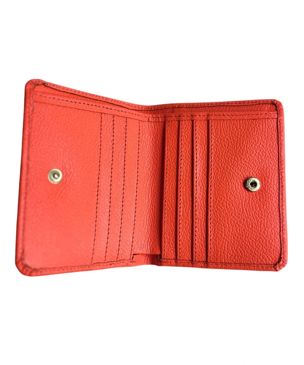 Billetera para mujer en cuero naranja neón - imagen 2