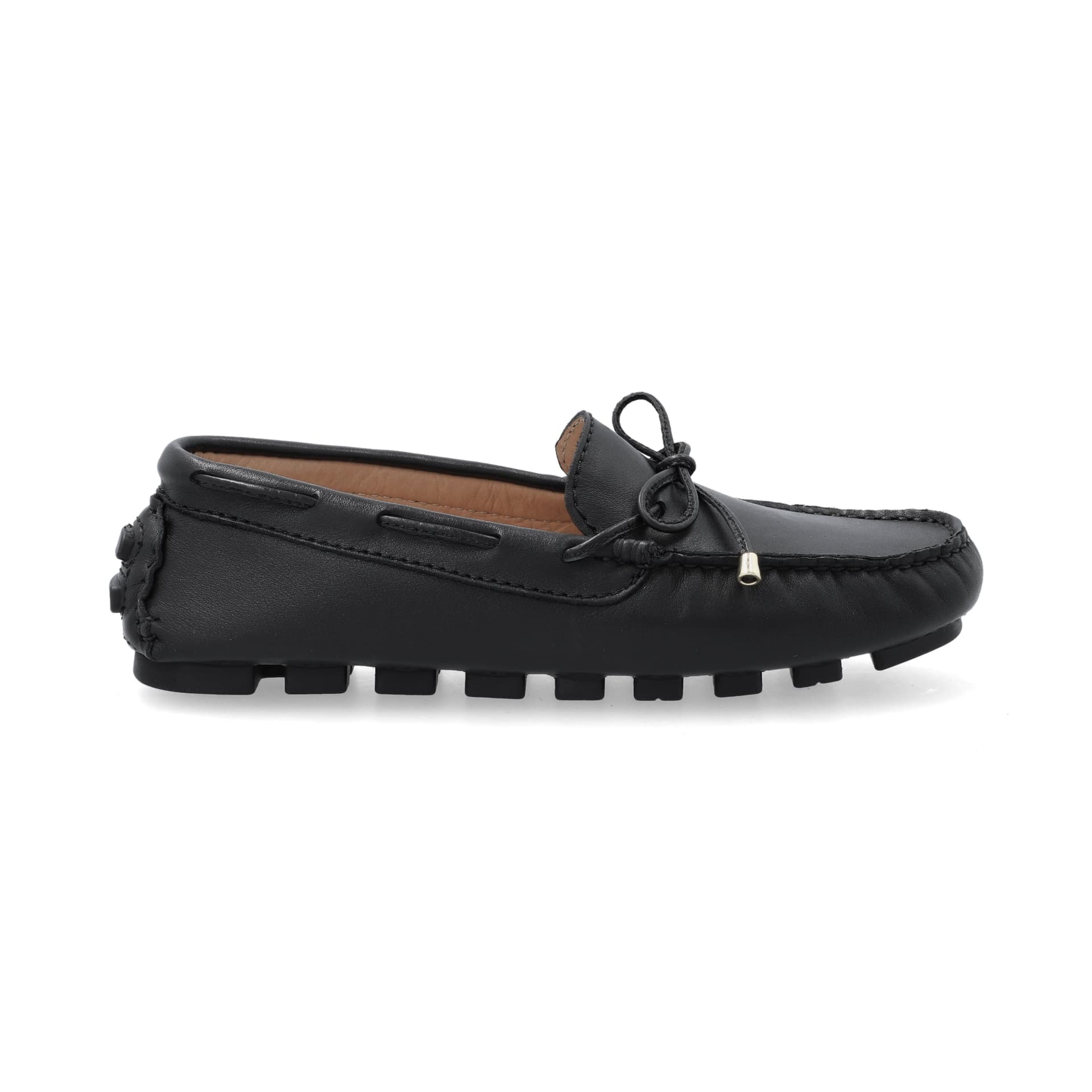 Mocasines Mujer Cordón Cuero Liso Negro - imagen 4