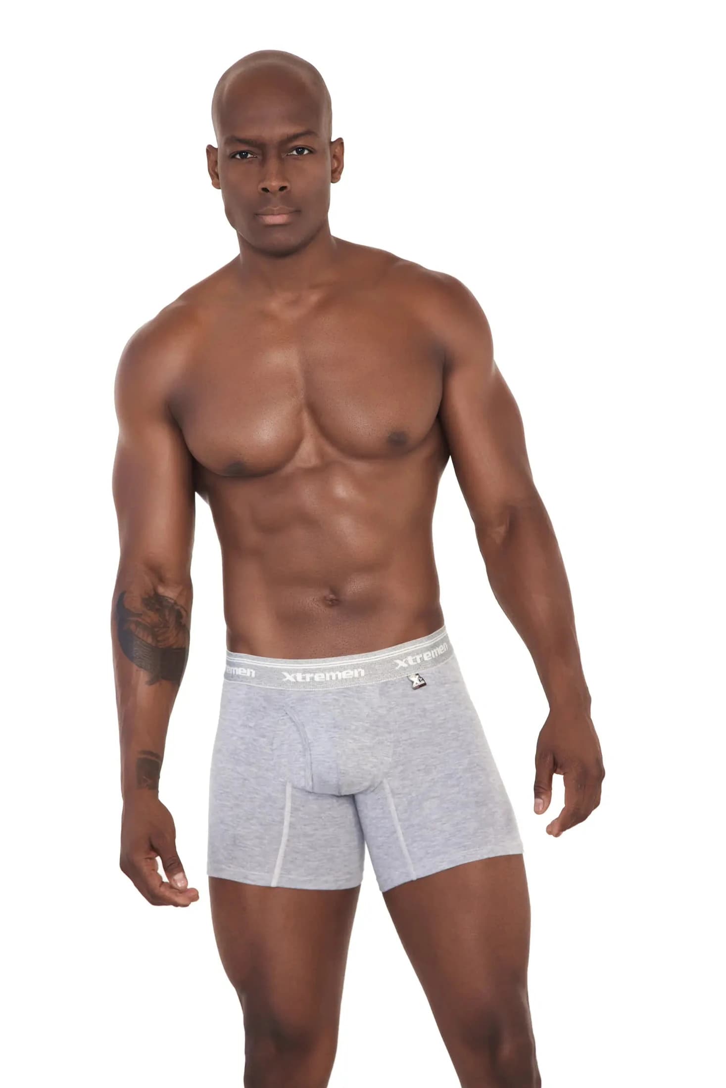 BOXER LARGO CON ABERTURA EN BRAGUETA GRIS JASPE - imagen 1