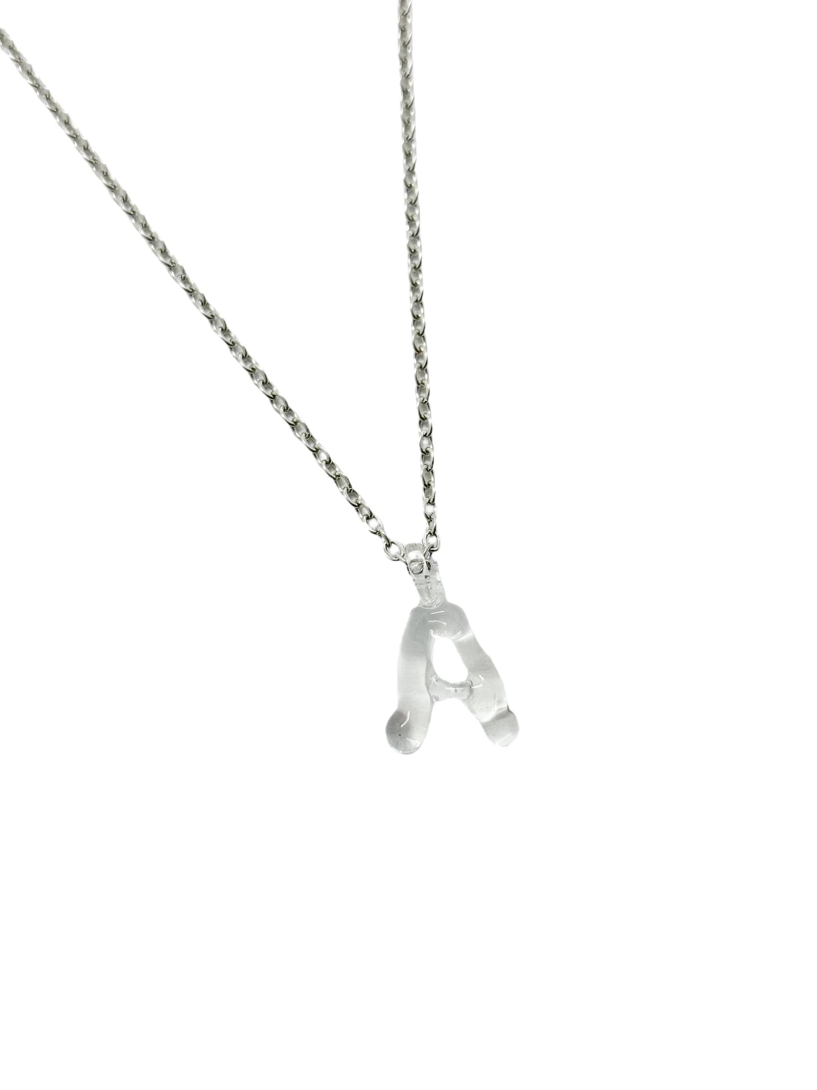 clear glass necklace 1 letter - imagen 12