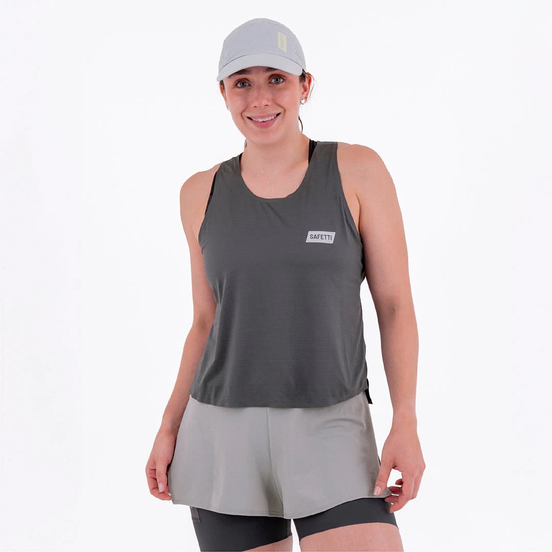 CAMISETA RUNNING MANGA SISA LEVIT GRIS PARA MUJER - imagen 1