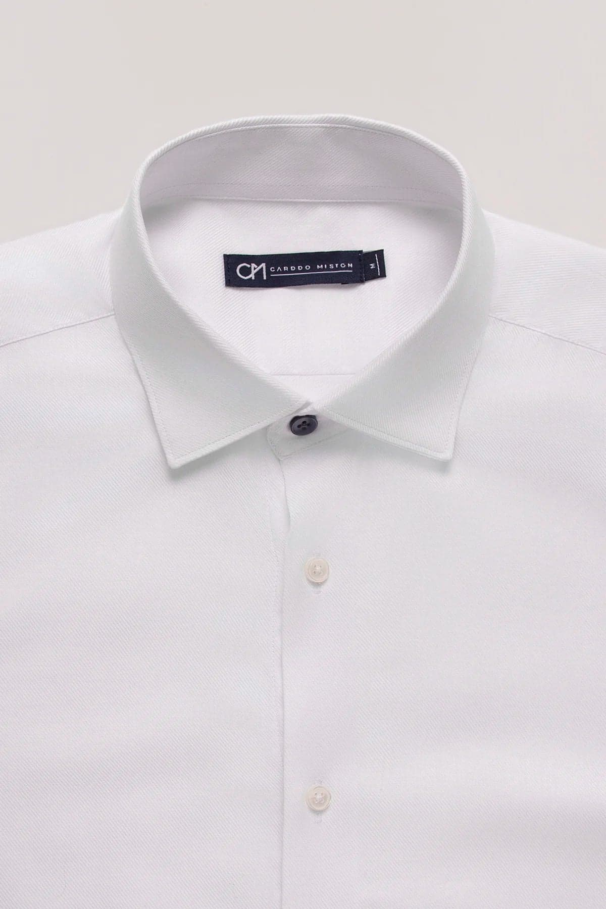 Camisa Dobby Diagonal Algodón Blanco - imagen 2