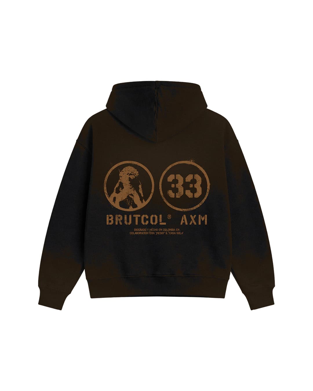 HOODIE OVERSIZE CROPPED BRUTCOL® X MESIO A.K.A MESÍAS – NEGRO DESGASTADO - imagen 4