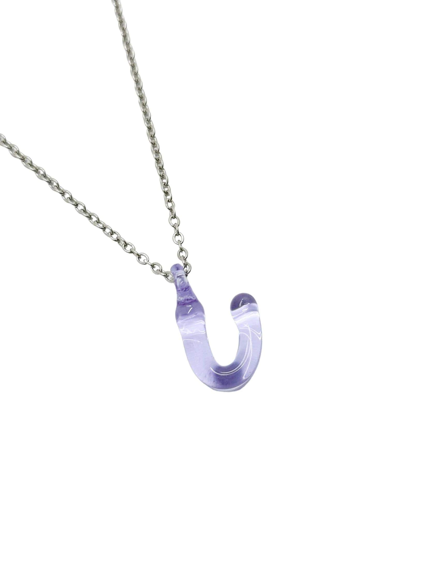 purpple glass necklace 1 letter - imagen 20
