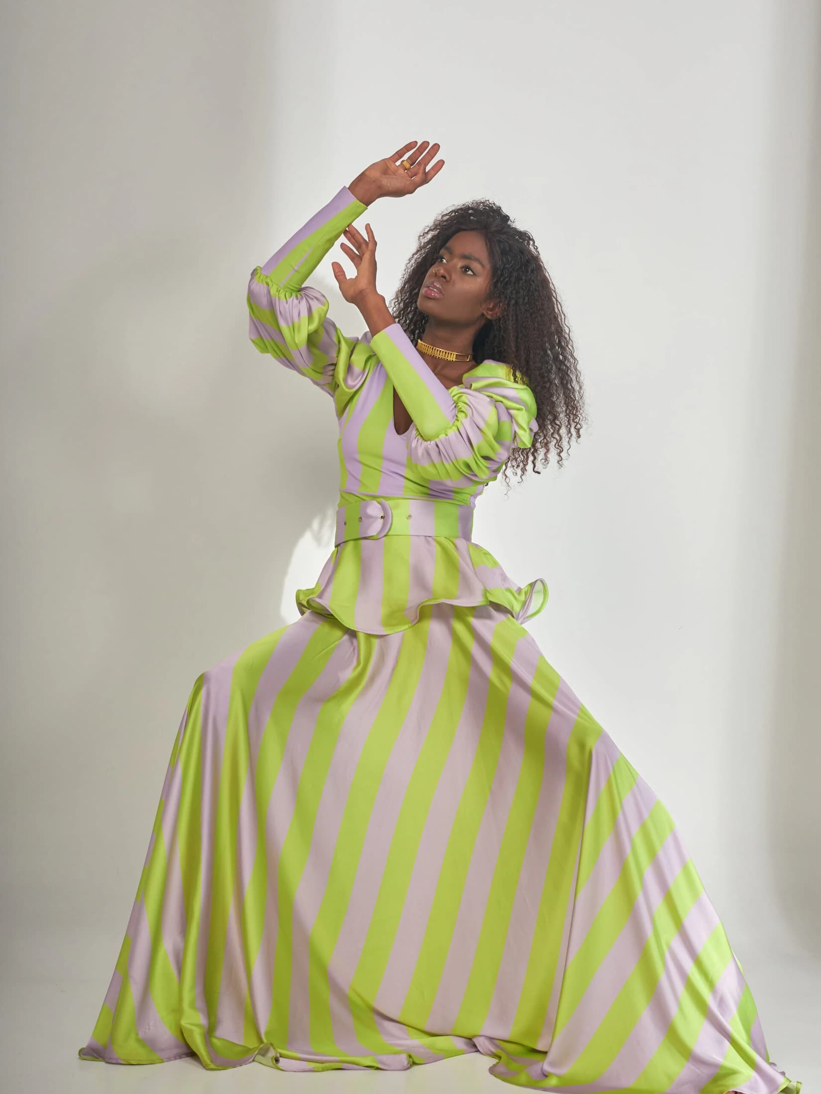 Falda Celebes Rayas Amarillo + Lila - imagen 3