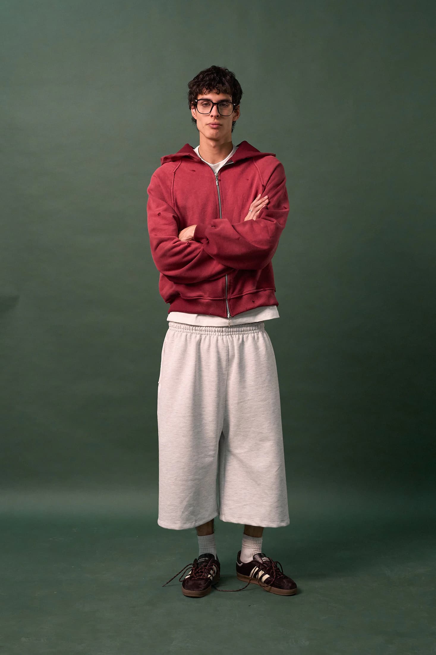 Double Zip Hoodie Sun Faded - Burgundy - imagen 2