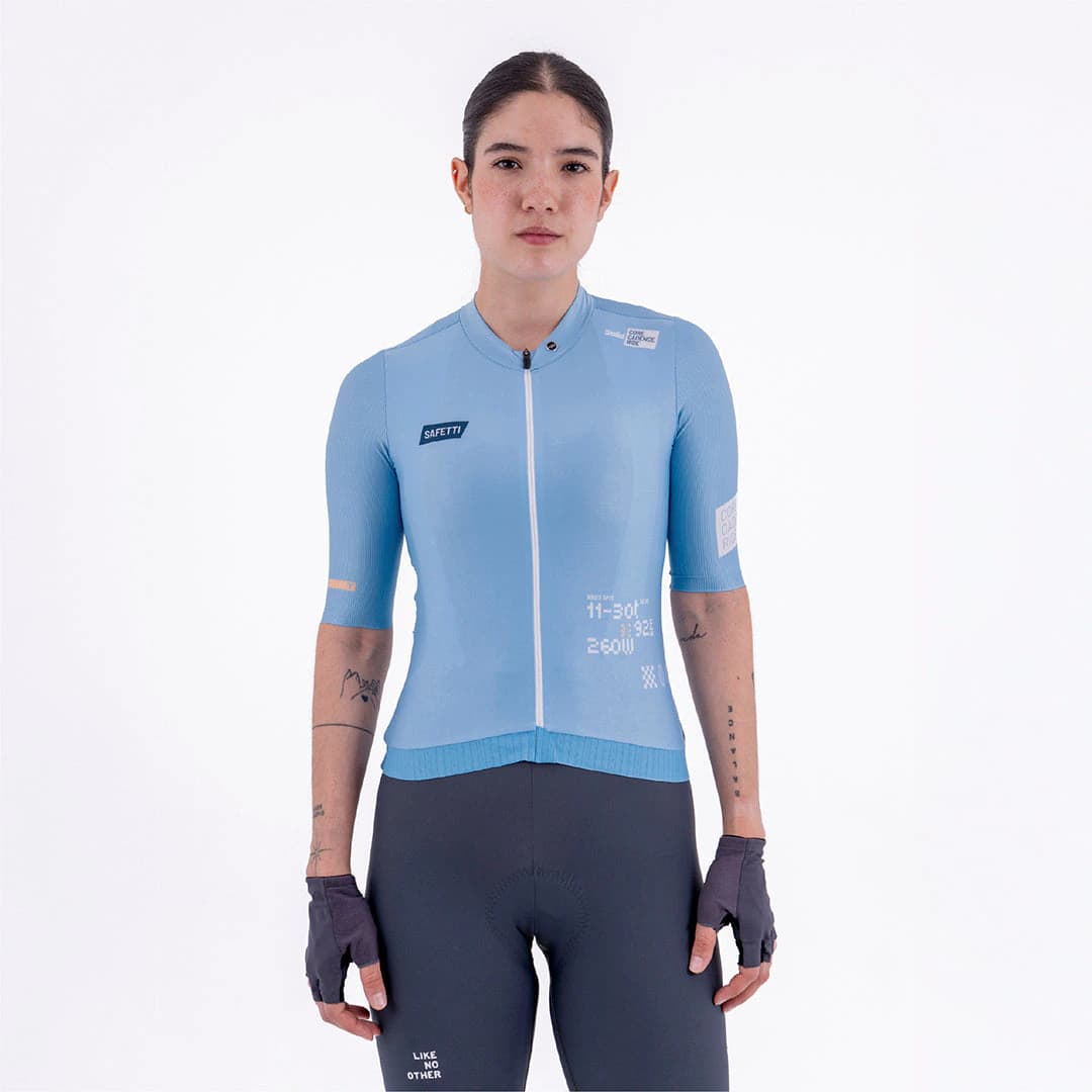 CAMISA CICLISMO MANGA CORTA SOLID BLU AURA PARA MUJER - imagen 1