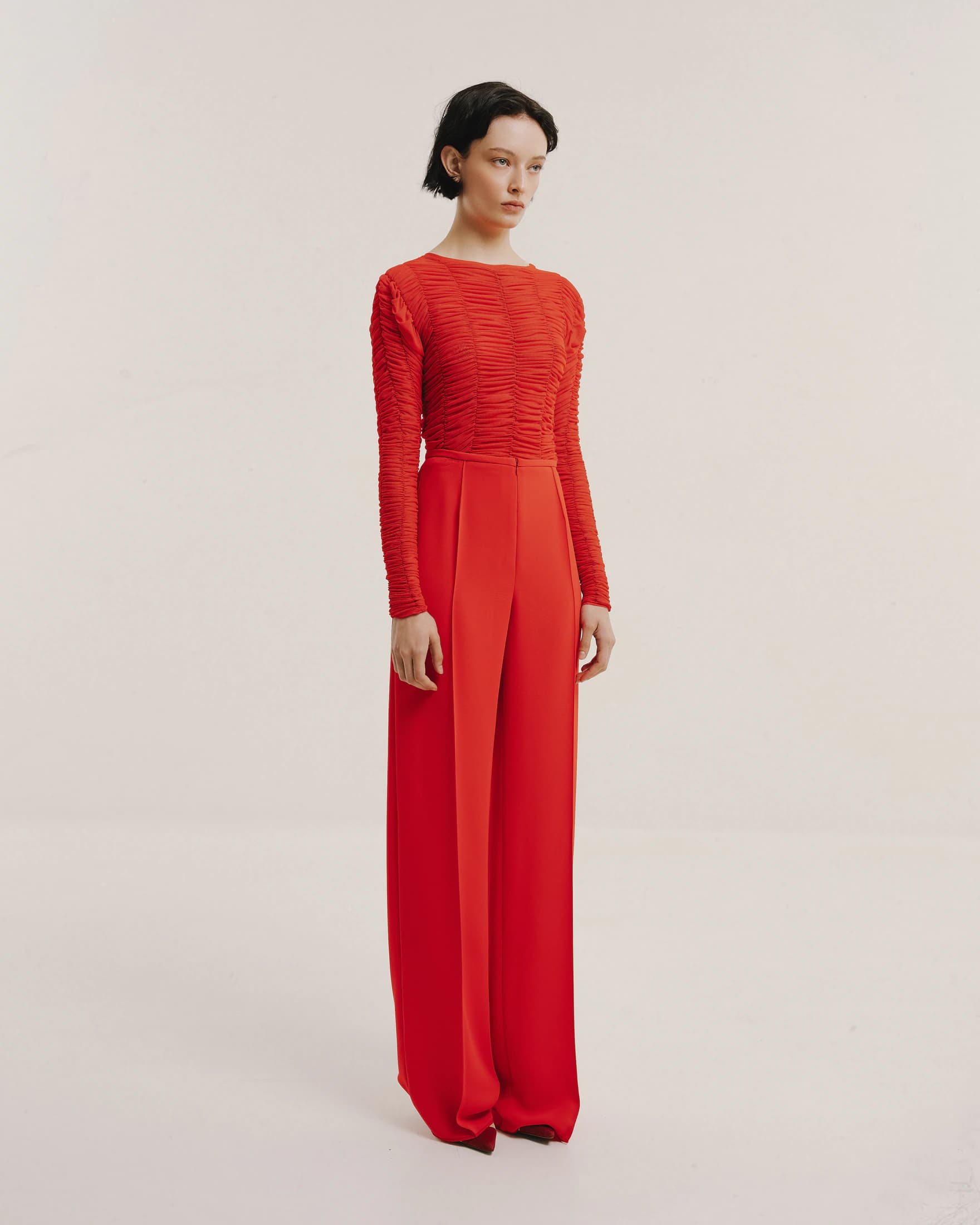 Ruched Tulle Round-Neck Top - imagen 4